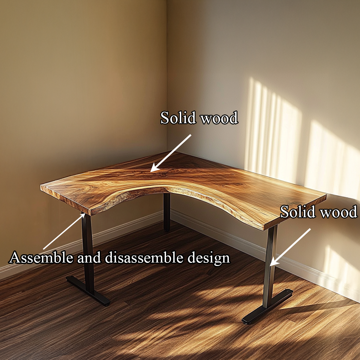 Rustic Natural Corner Work Desk Study Room And Reading Room SINLSADK075
