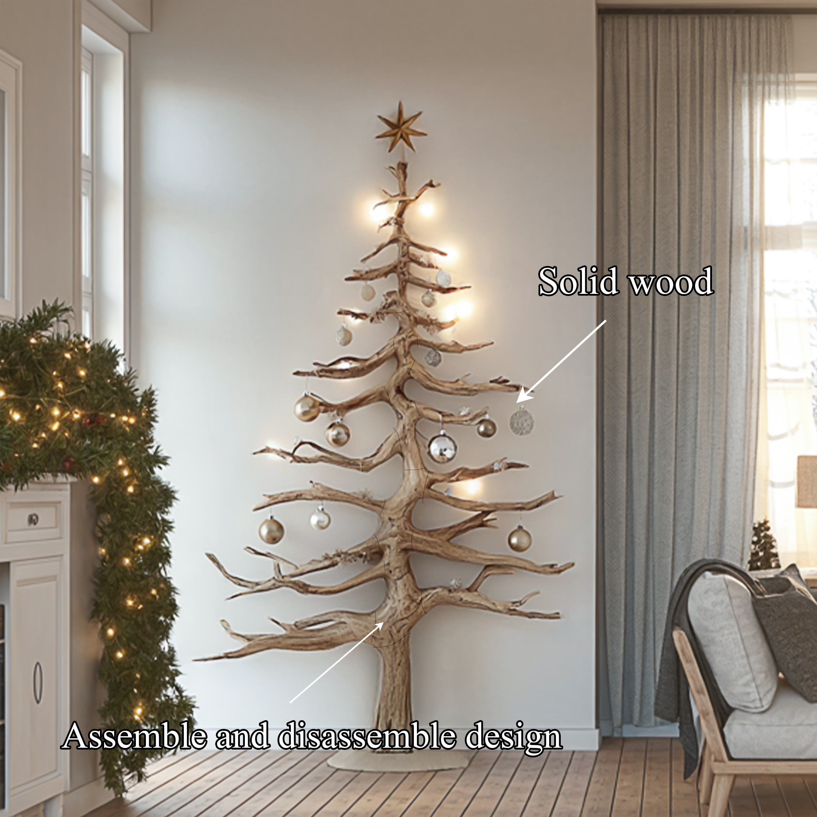 Rustic Christmas Tree Wall Decor Living Room SINLSATB583