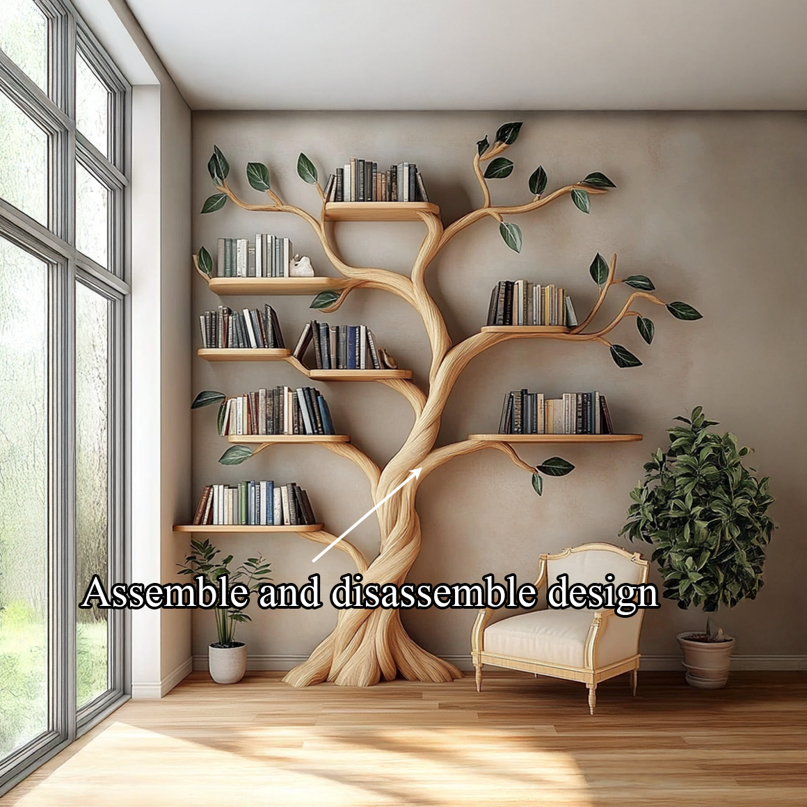 Rustic Tree Bookshelf Living Room Artistic Display SINLSATB305