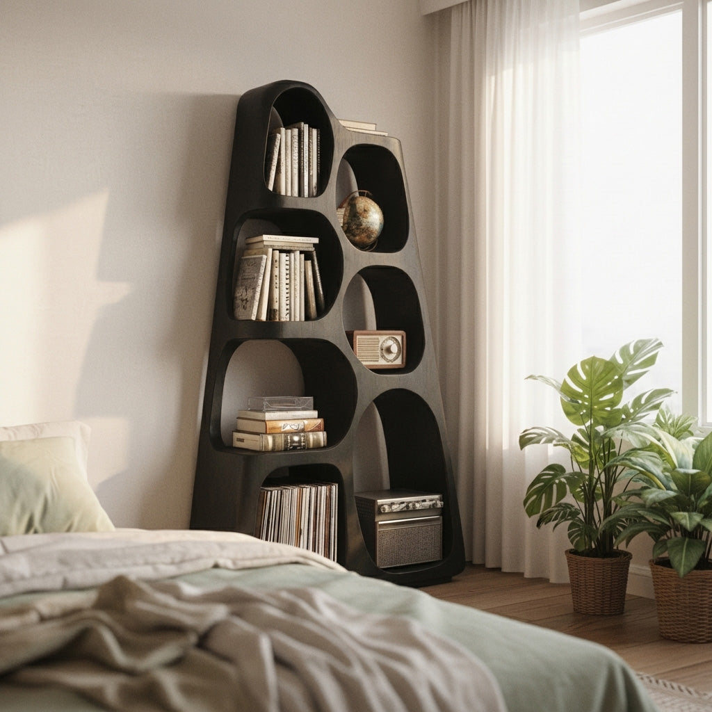 Organic Wooden Bookshelf For Japandi Furniture Decor RTTHHNBS151