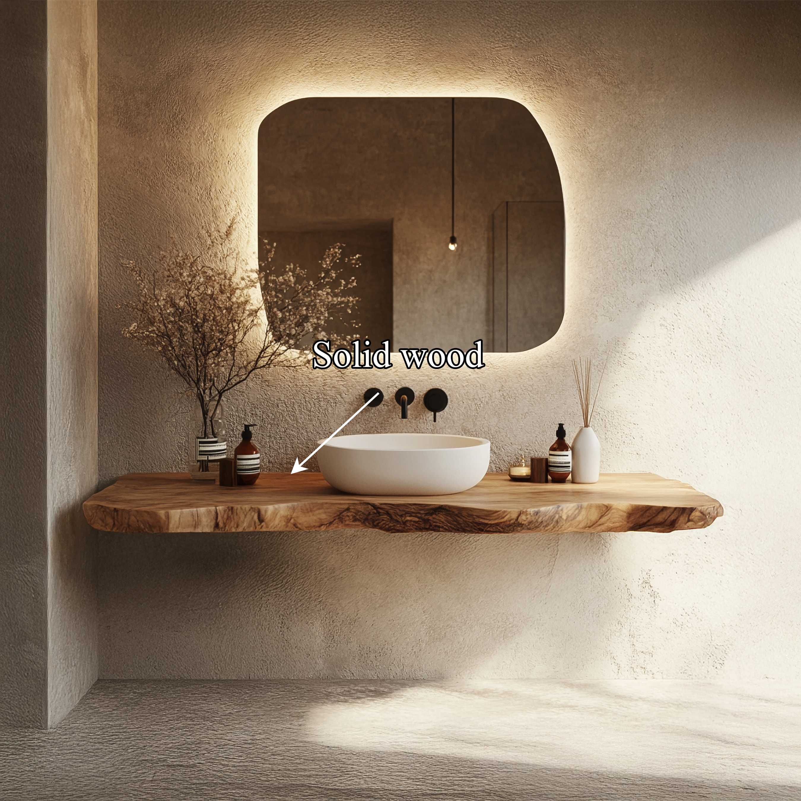 Bathroom Vanity Wall Floating Console Live Edge Shelf SINLSABRV264