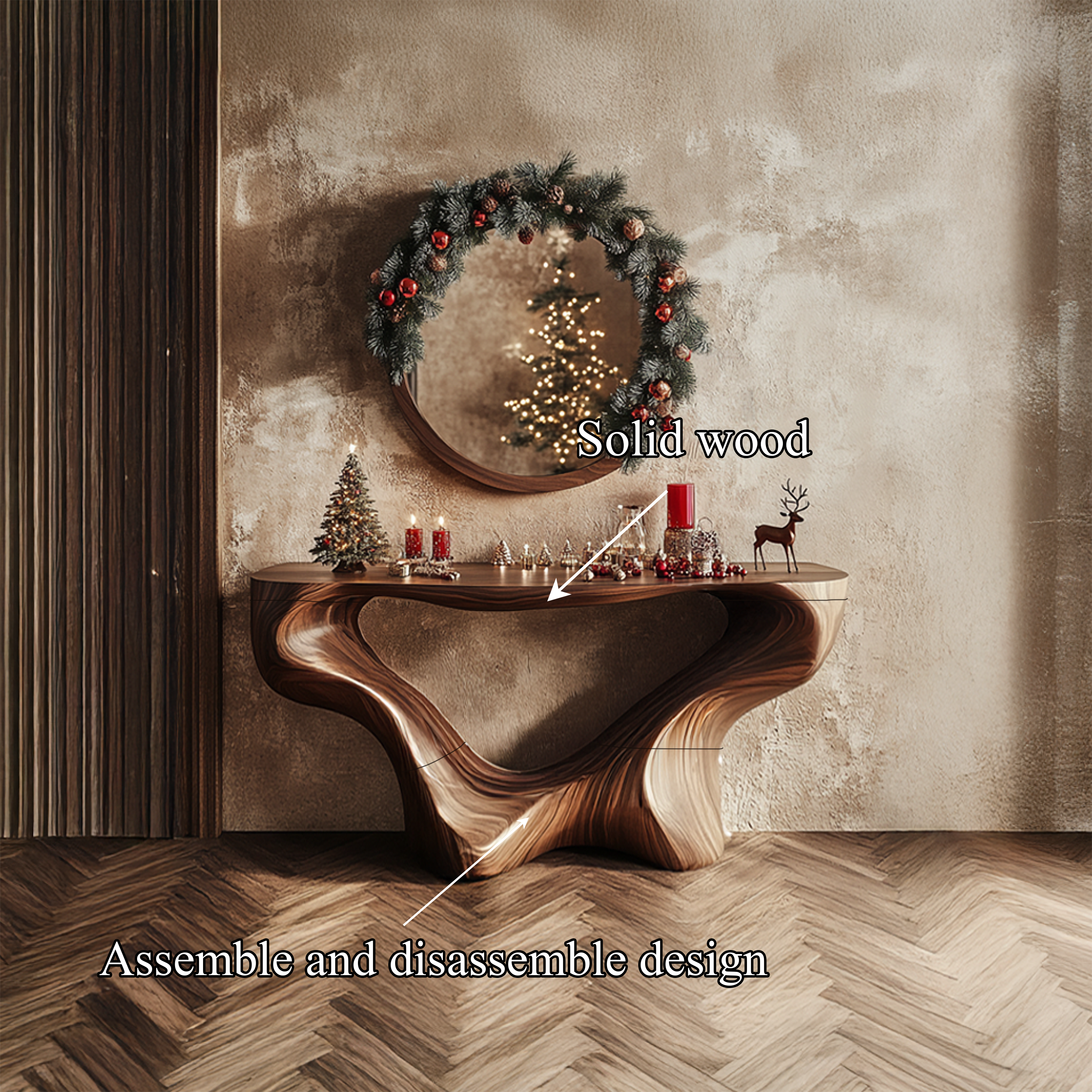 Mid Century Organic Console Table Christmas Entryway SINLSACS298