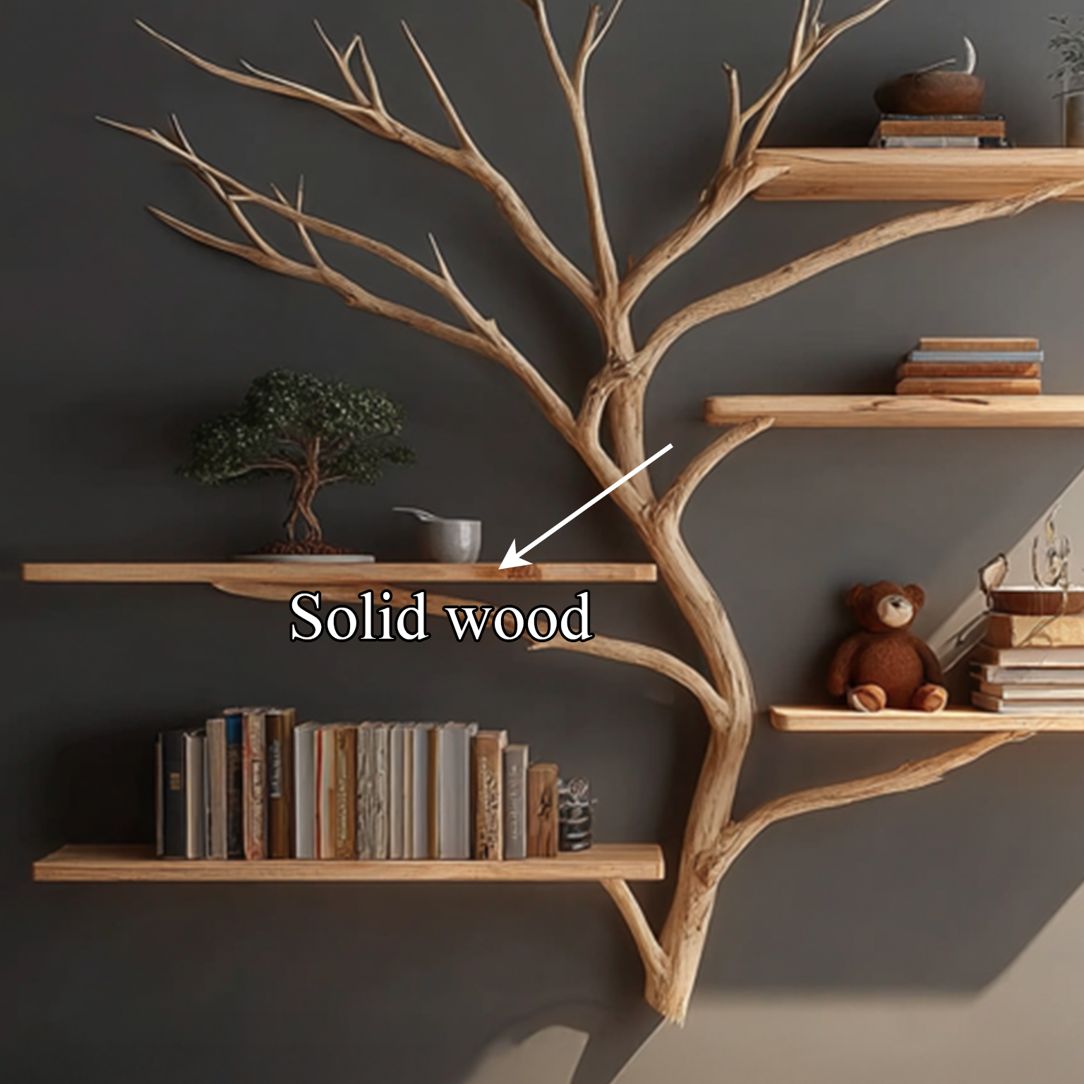 Midcentury Tree Bookshelf Study Room SINLSATBS031