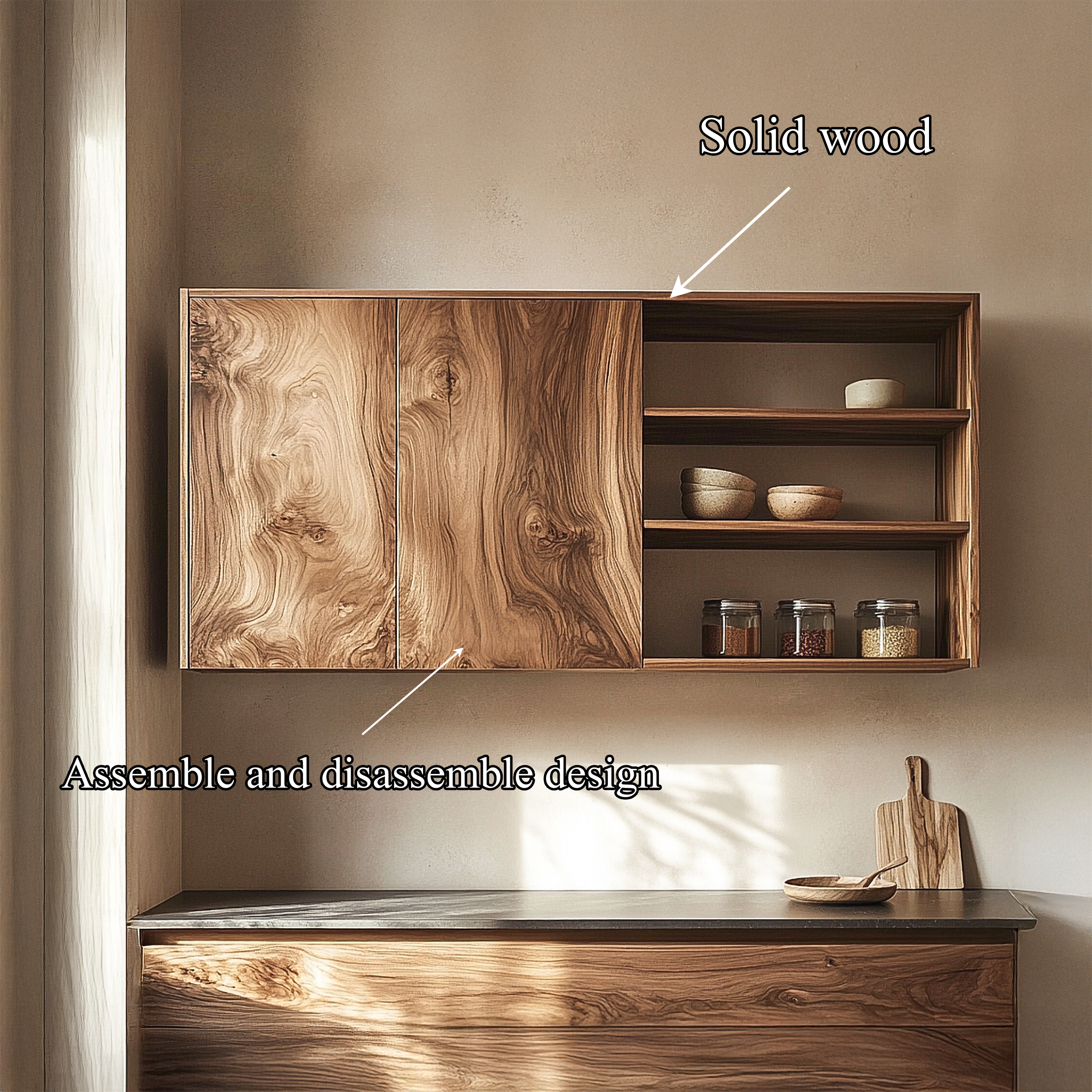 Mid Century Wall Mounted Display Storage For Kitchen SINLSAKC006