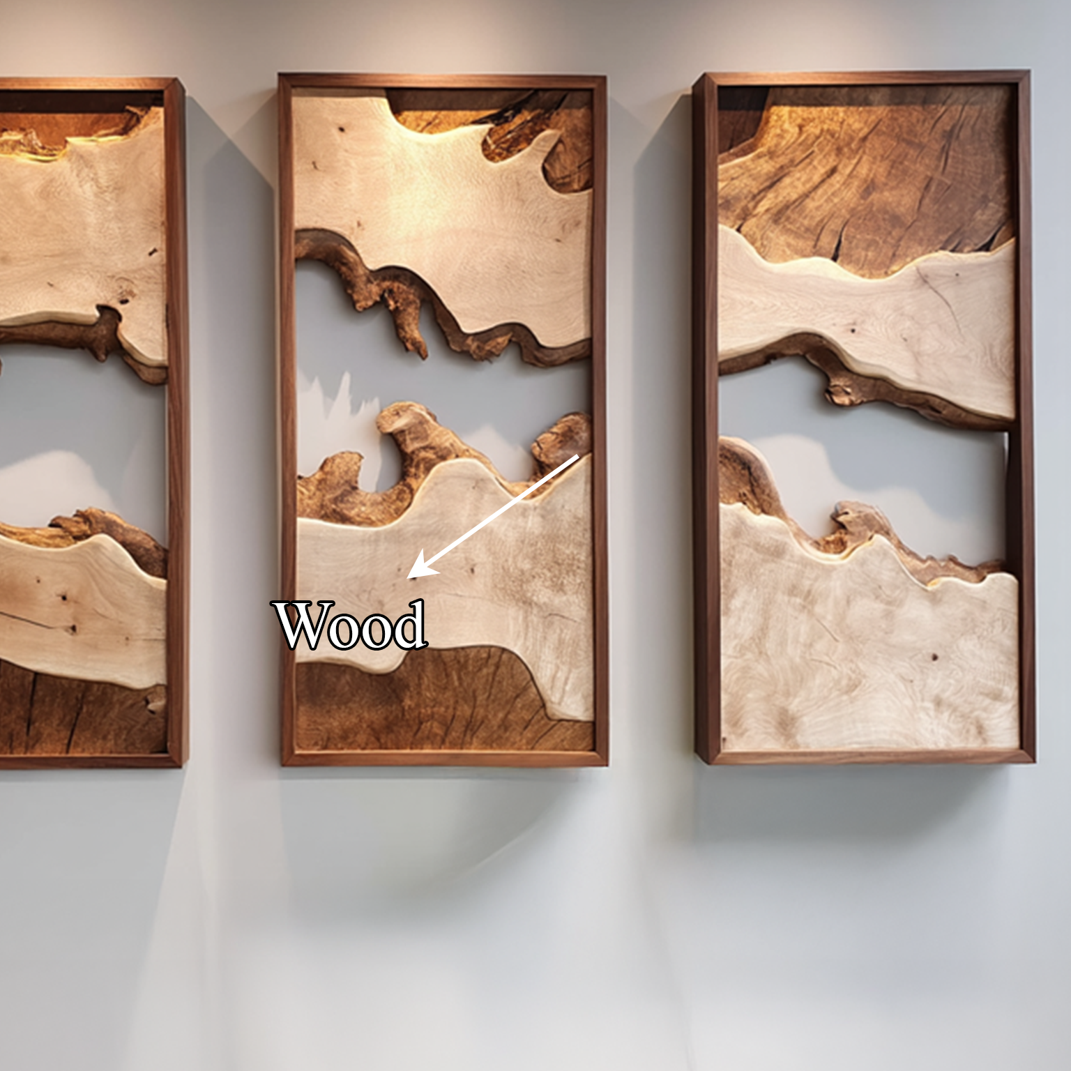 Modern Solid Wood Wall Art Set Abstract Landscape Living Room SINLSAWD002