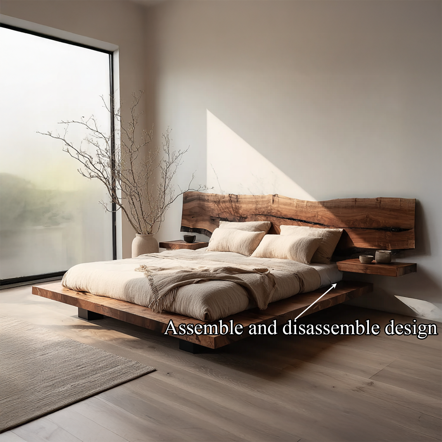 Rustic Bed Frame Farmhouse Bedroom SINLSAWB027
