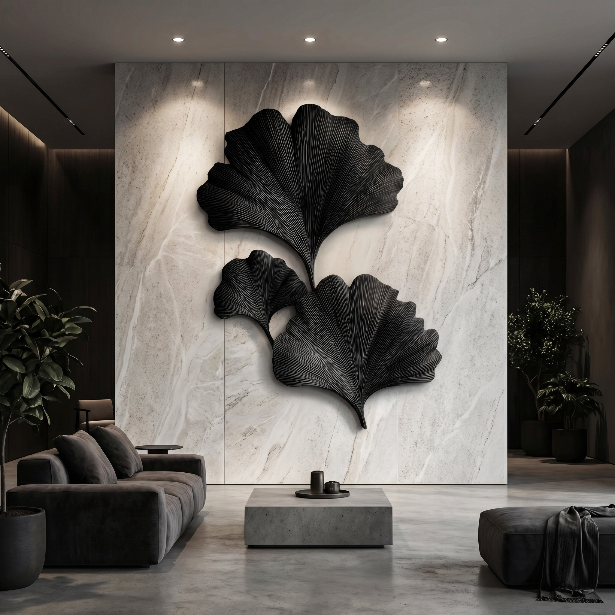 Sculptural Ginkgo Leaf Wall Art For Living Room SINLHAWD066