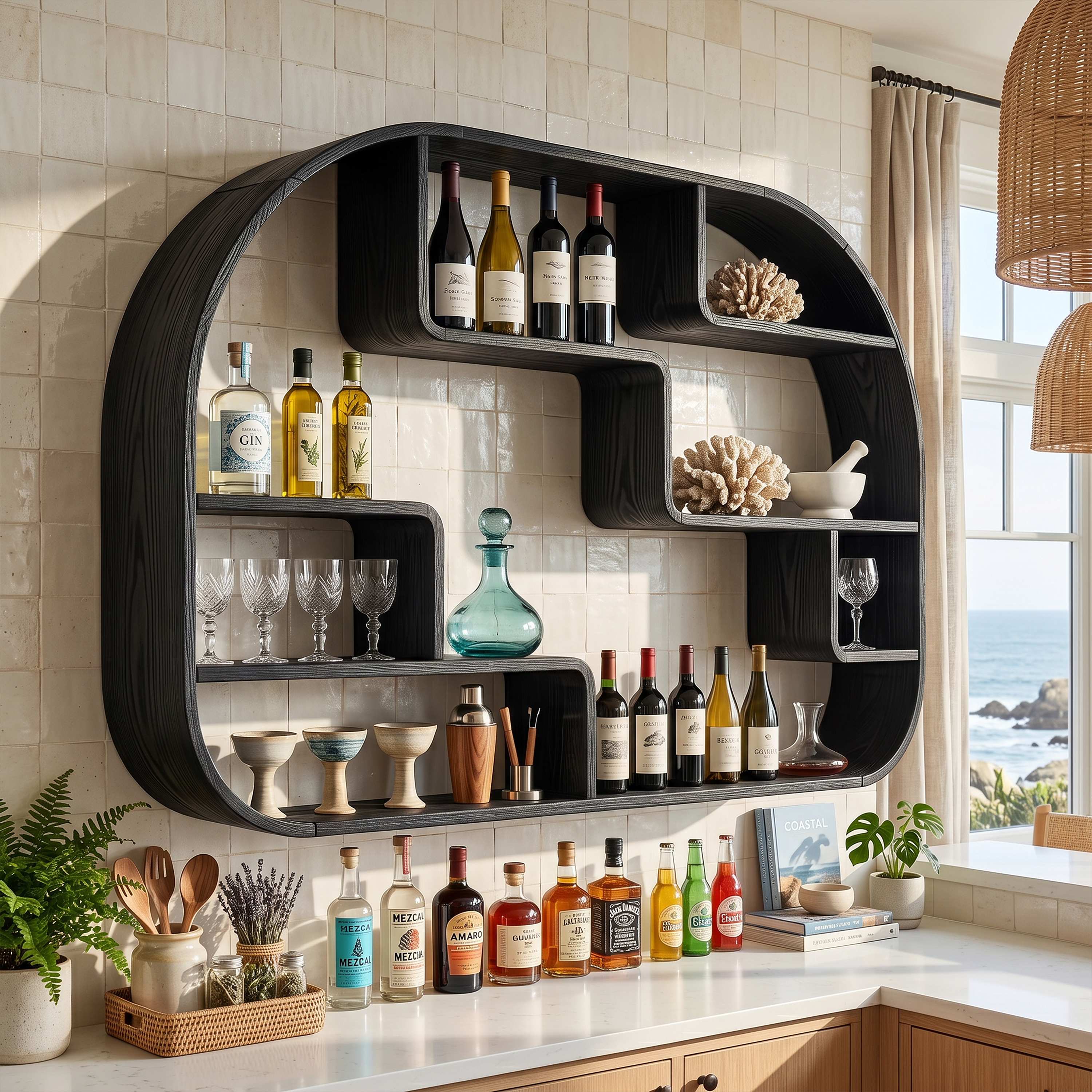 Boho Wall Wine Holder For Dining Space Bottle Accent Feature SILDTTRWH063