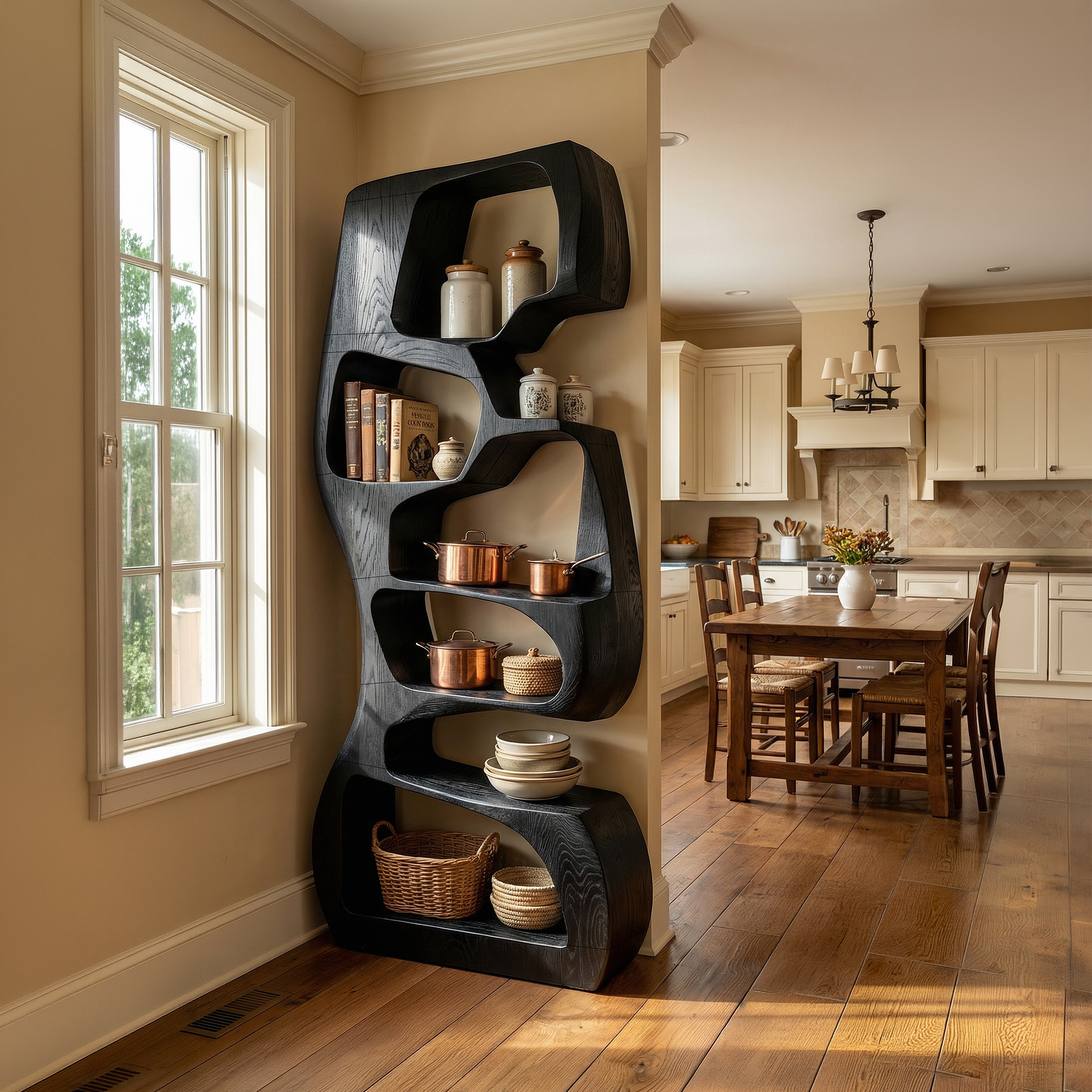 Japandi Geometric Bookshelf Kitchen Storage Shelf SILDTTRBS011