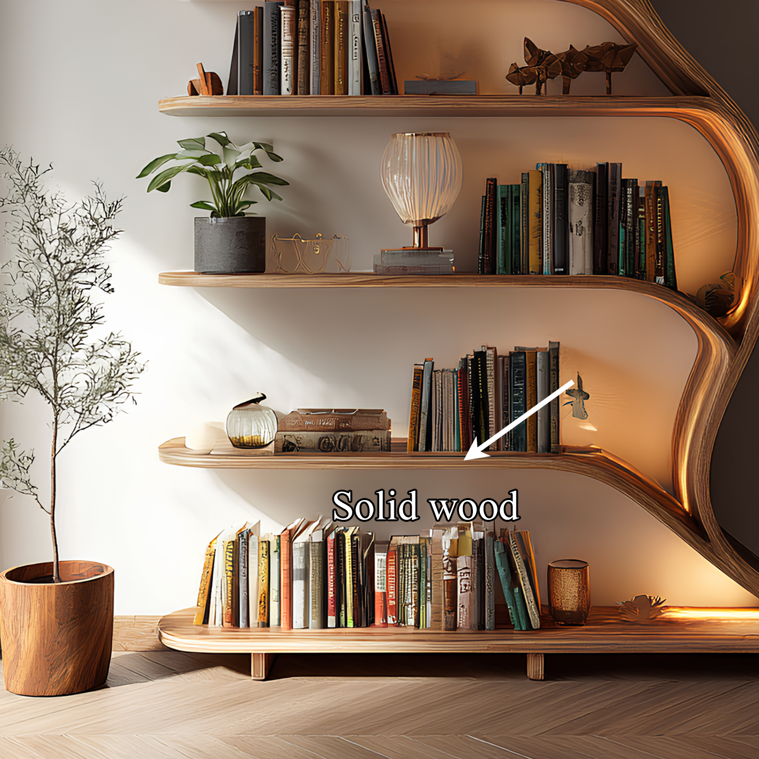 Tree Branch Bookshelf Solid Wood Farmhouse Wall Gift SINLSATB188