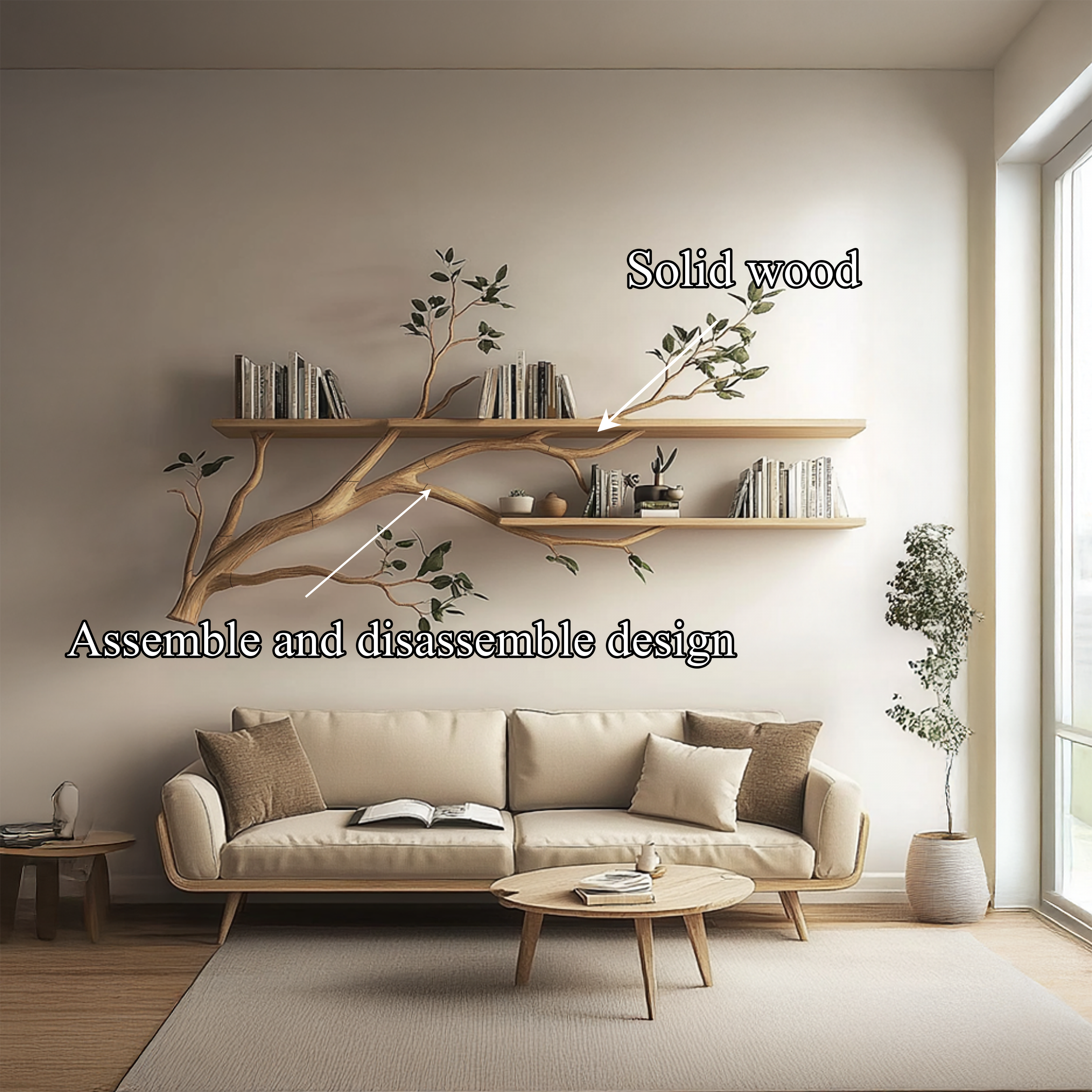 Rustic Tree Display Shelf Cozy Living Dining Room SINLSATBS051