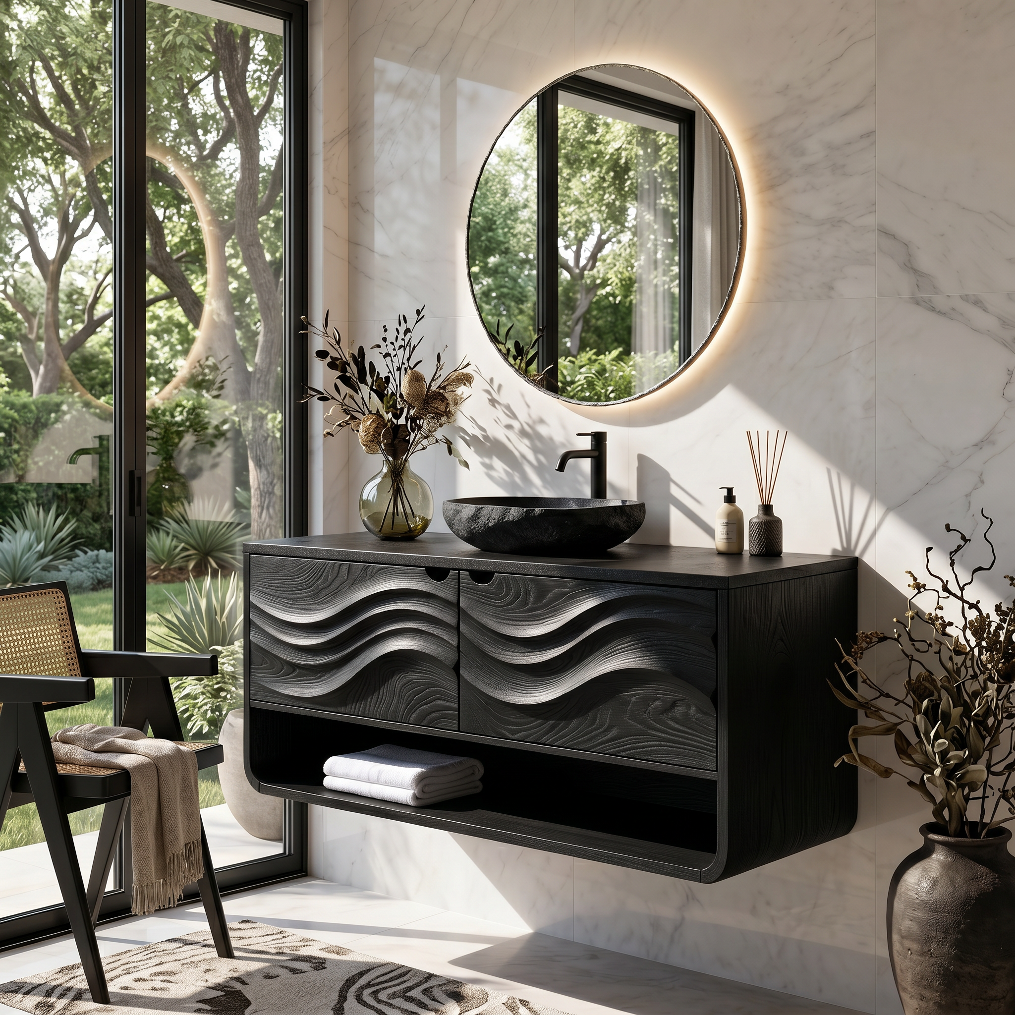 Scandinavian Floating Vanity With Cabinet For Apartment SILDTTNBRV066