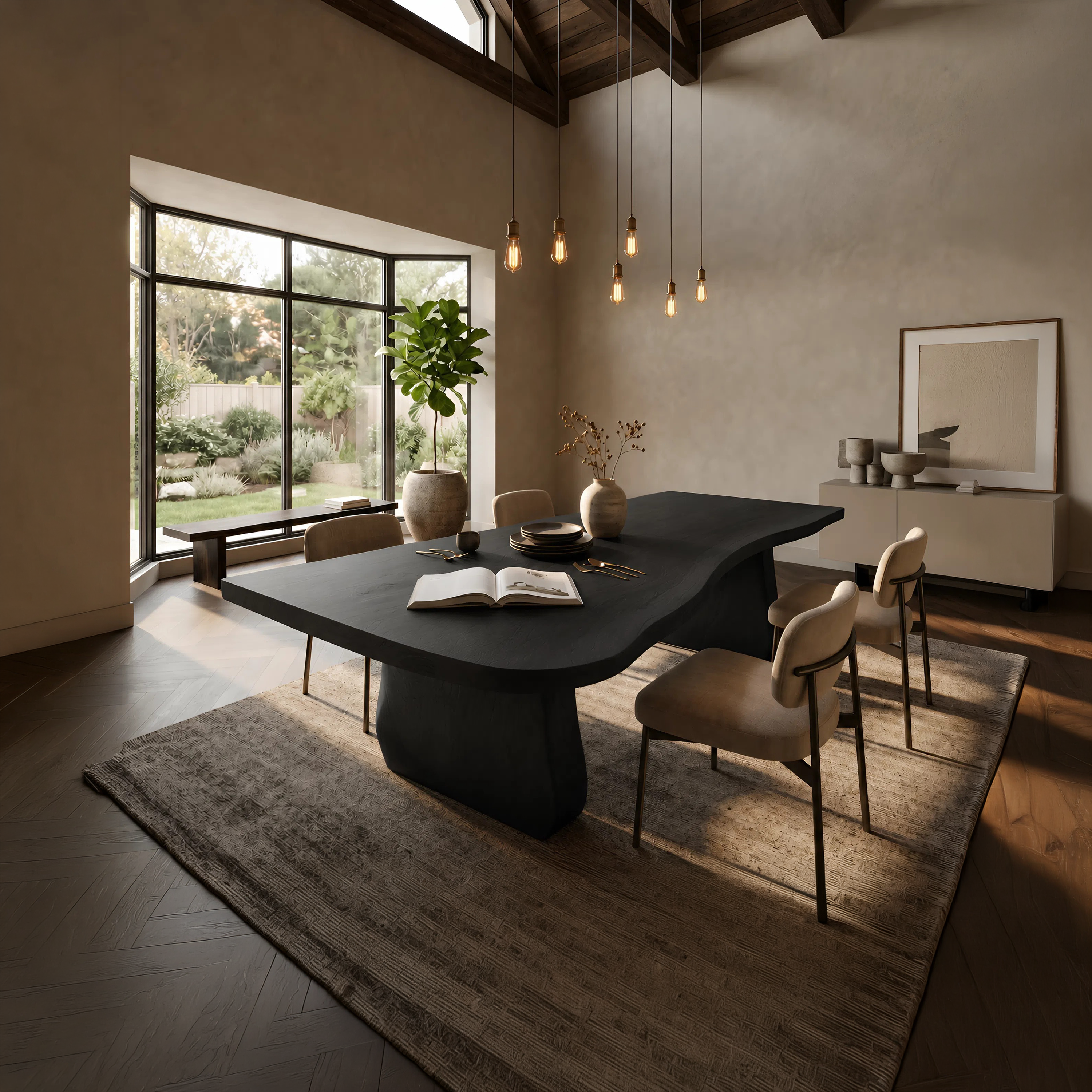 Contemporary Sculpted Base Dining Table For Modern Dining Interior SILDTTNDN034