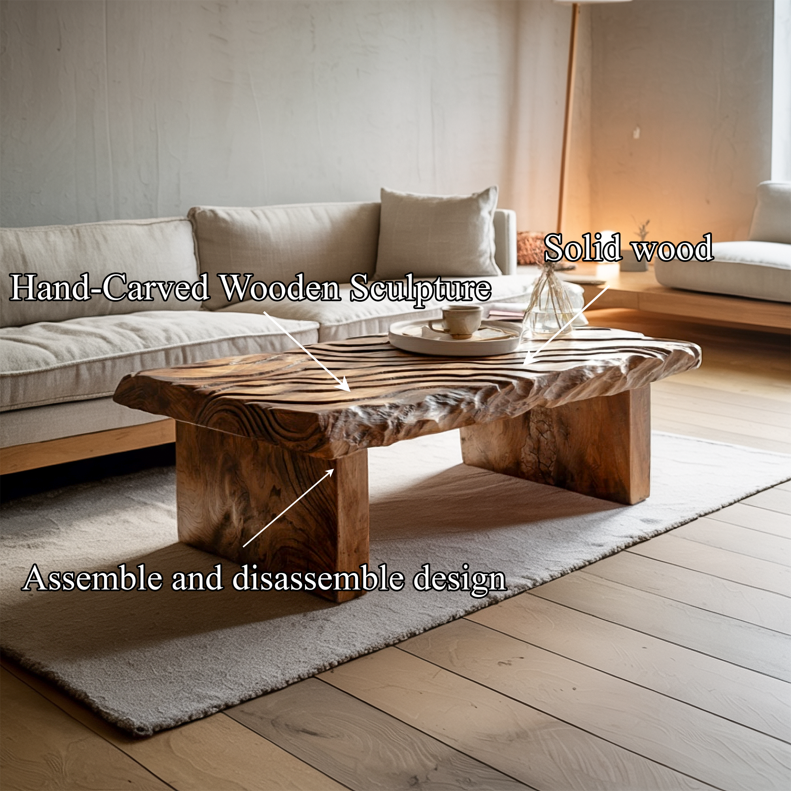 Rustic Live Edge Coffee Table Living Room SINLSACF274