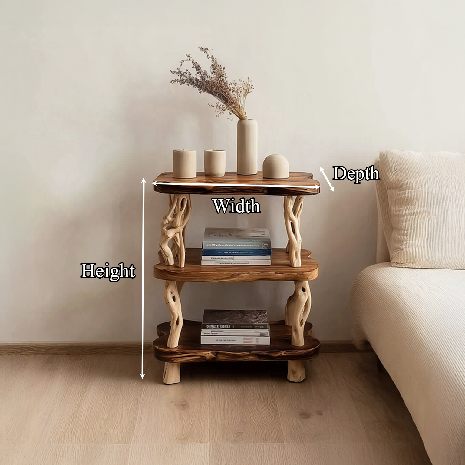 Rustic Bedside Table Bedroom SINLSABT002
