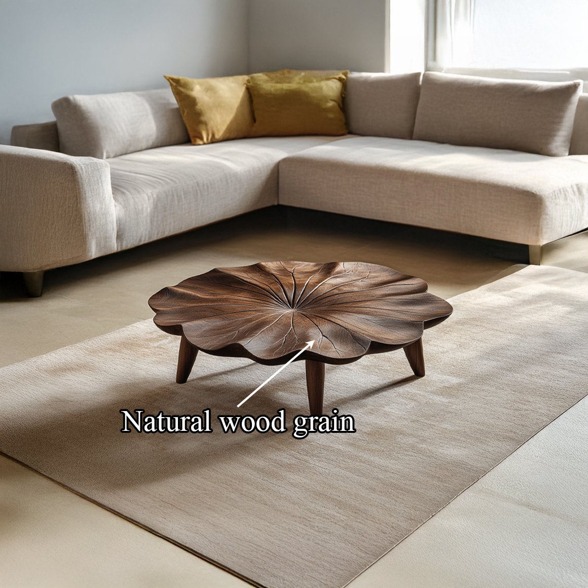 Mid Century Curved Edge Round Coffee Table Living Room Family Room SINLSACF190