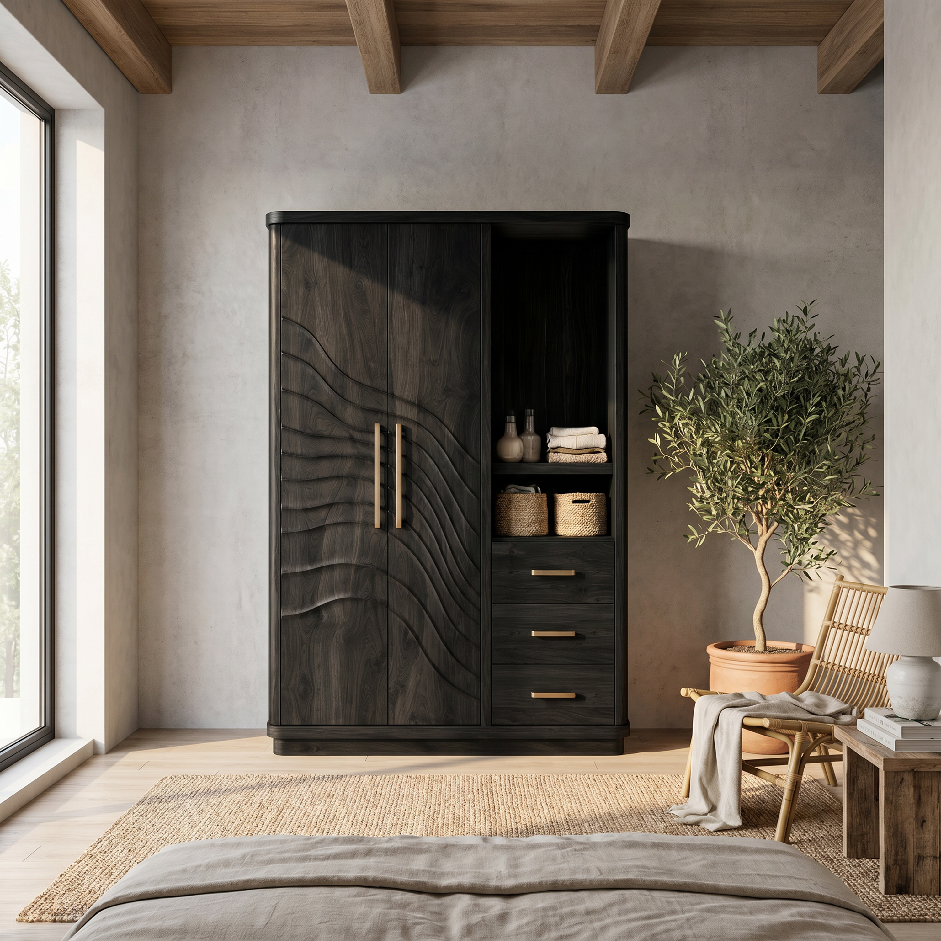Modern Artistic Form Armoire For Open Lounge Bedroom SILDTTNWDE005