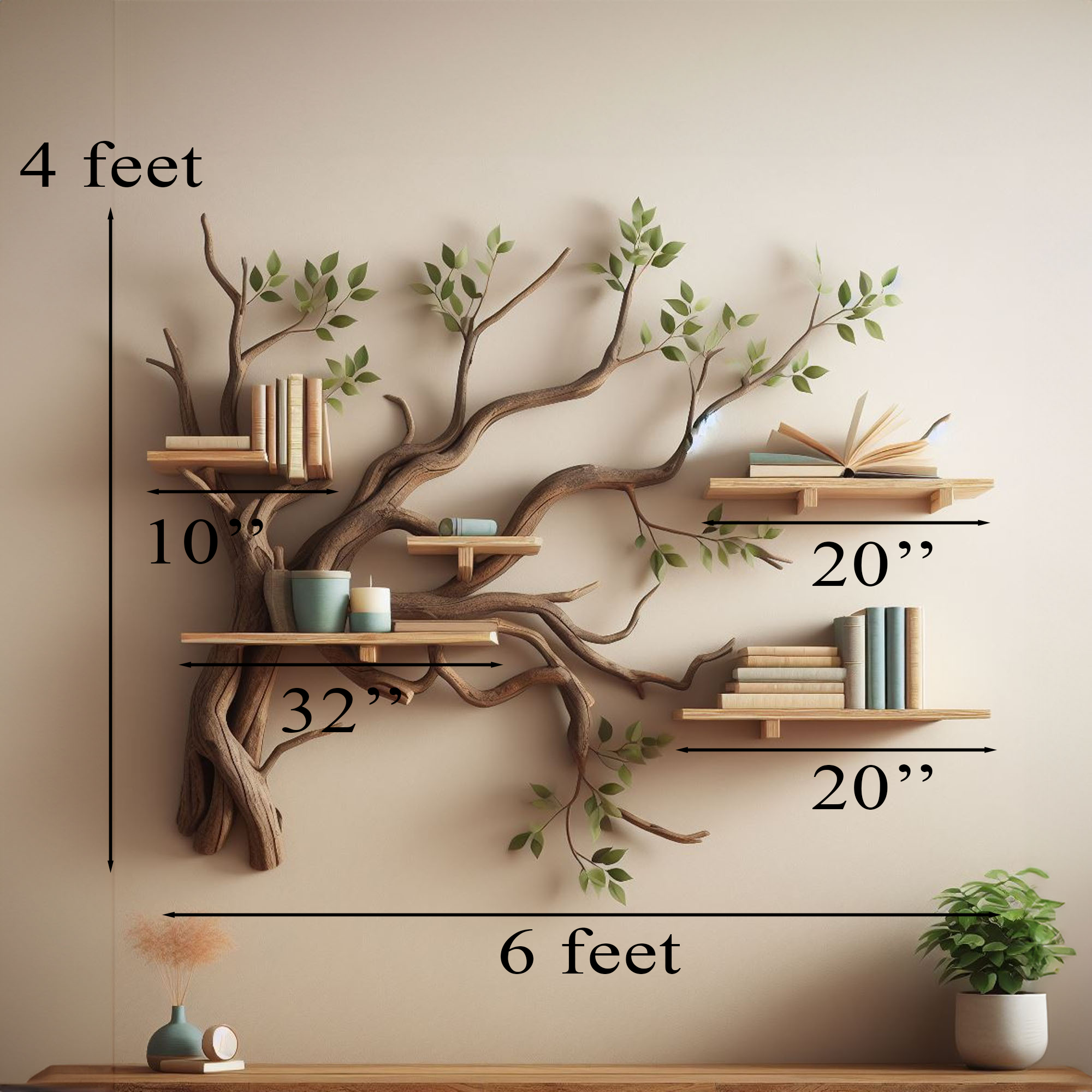 Tree Branch Shelf Wild Mulberry Wood Mini Bookcase SINLTBS002