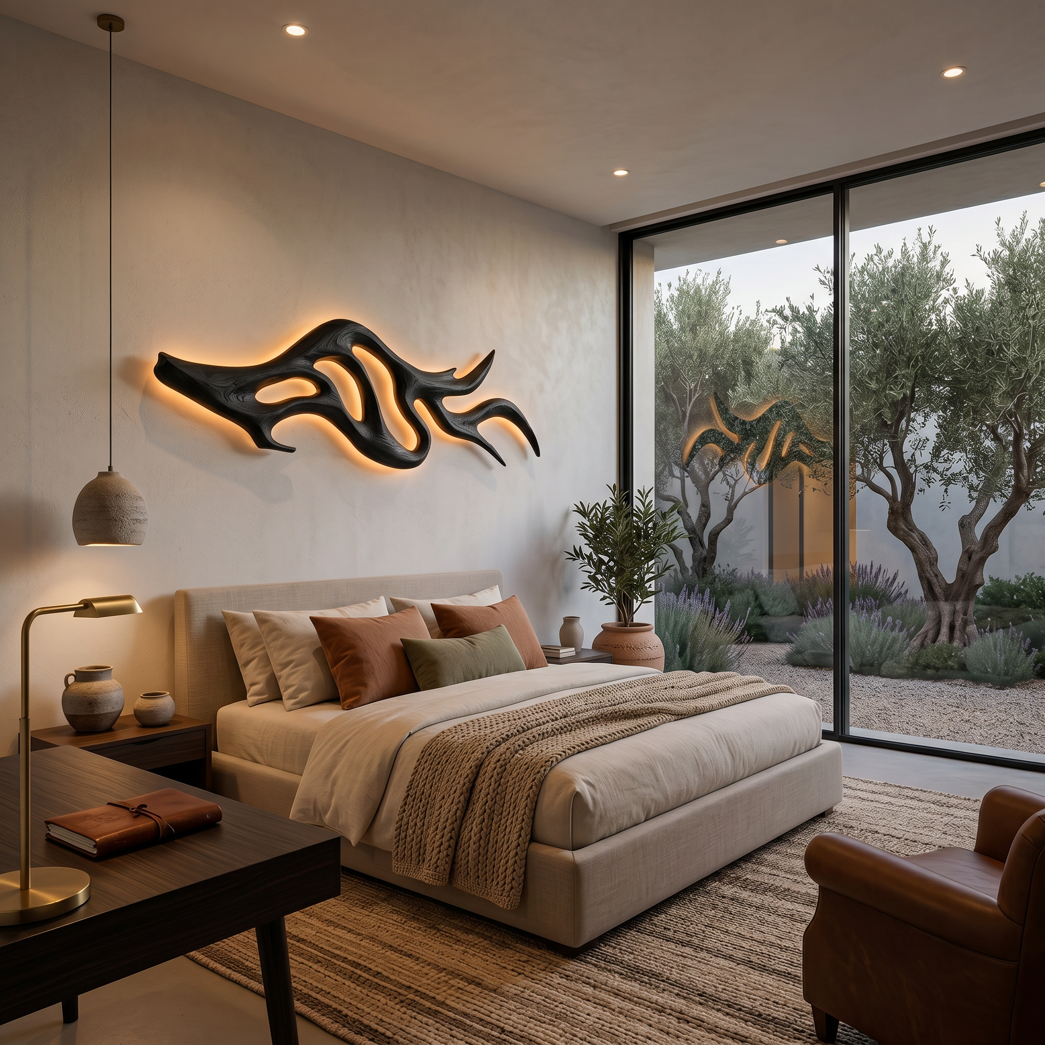 Artistic Wood Wall Light With Sculptural Form For Bedroom RTTHTTLAM056