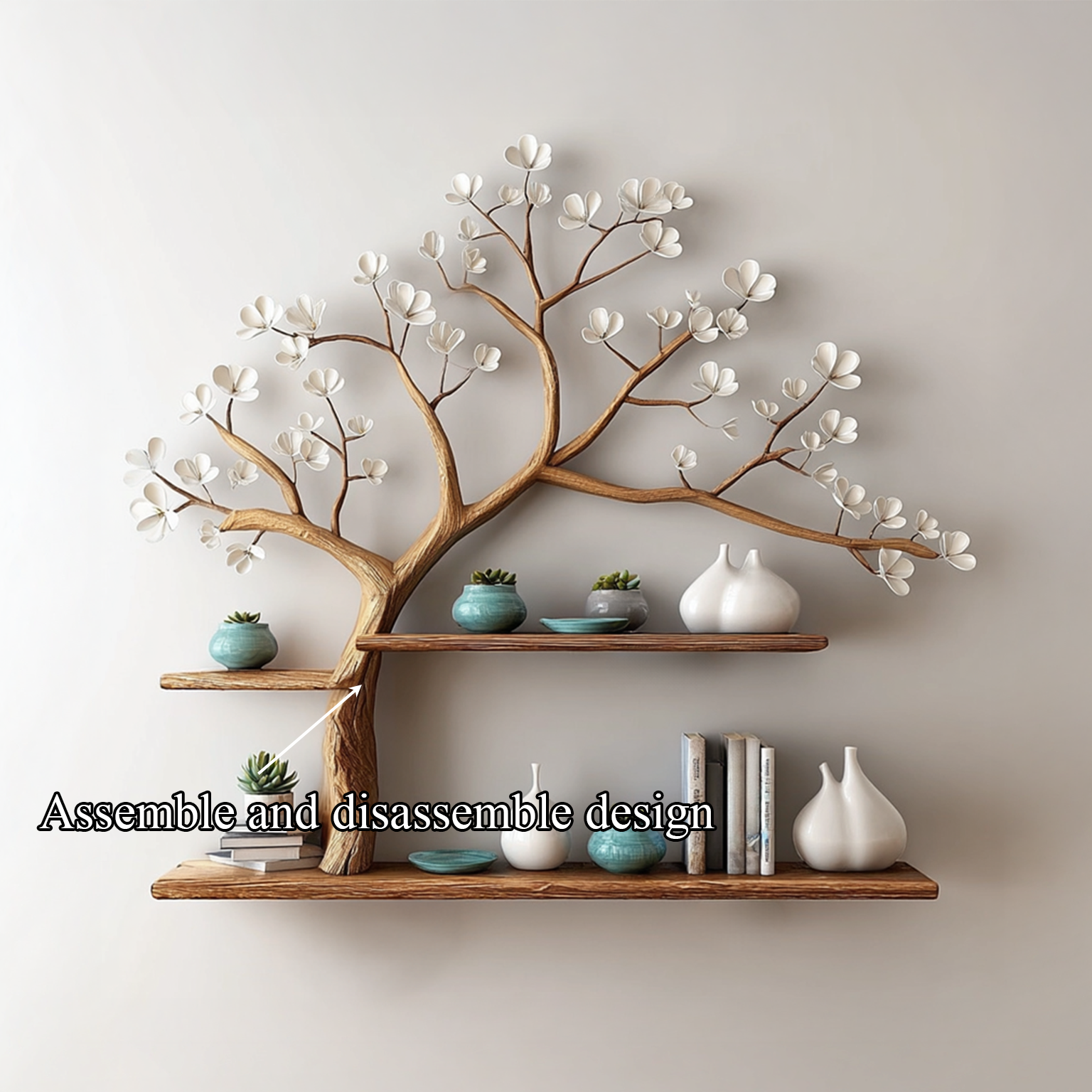 Rustic Tree Shelf Wall Living Room SINLSATBS024