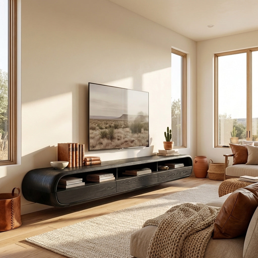 Modern Natural Wood Wall Mounted TV Cabinet For Living Room RTTHHNTVC092