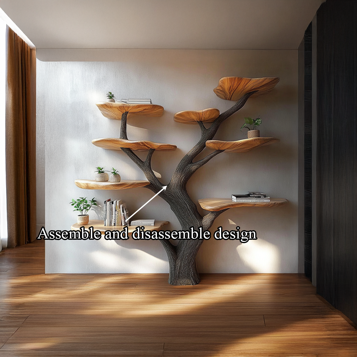 Rustic Mushroom Tree Bookshelf Bedroom Study Room Wall Display SINLSATB455
