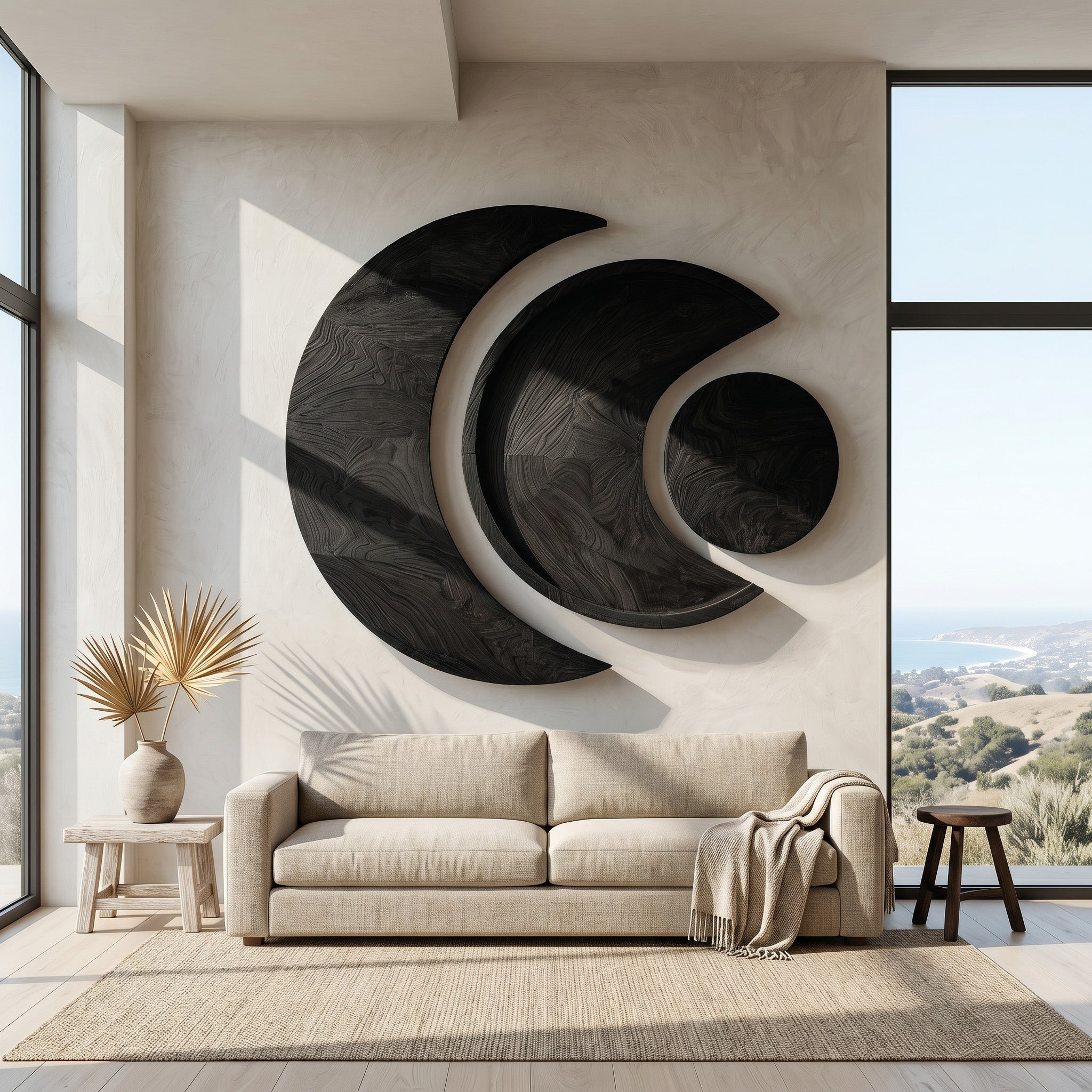 Contemporary Moon Phase Wood Wall Art For Living Decor RTTHHNWA204