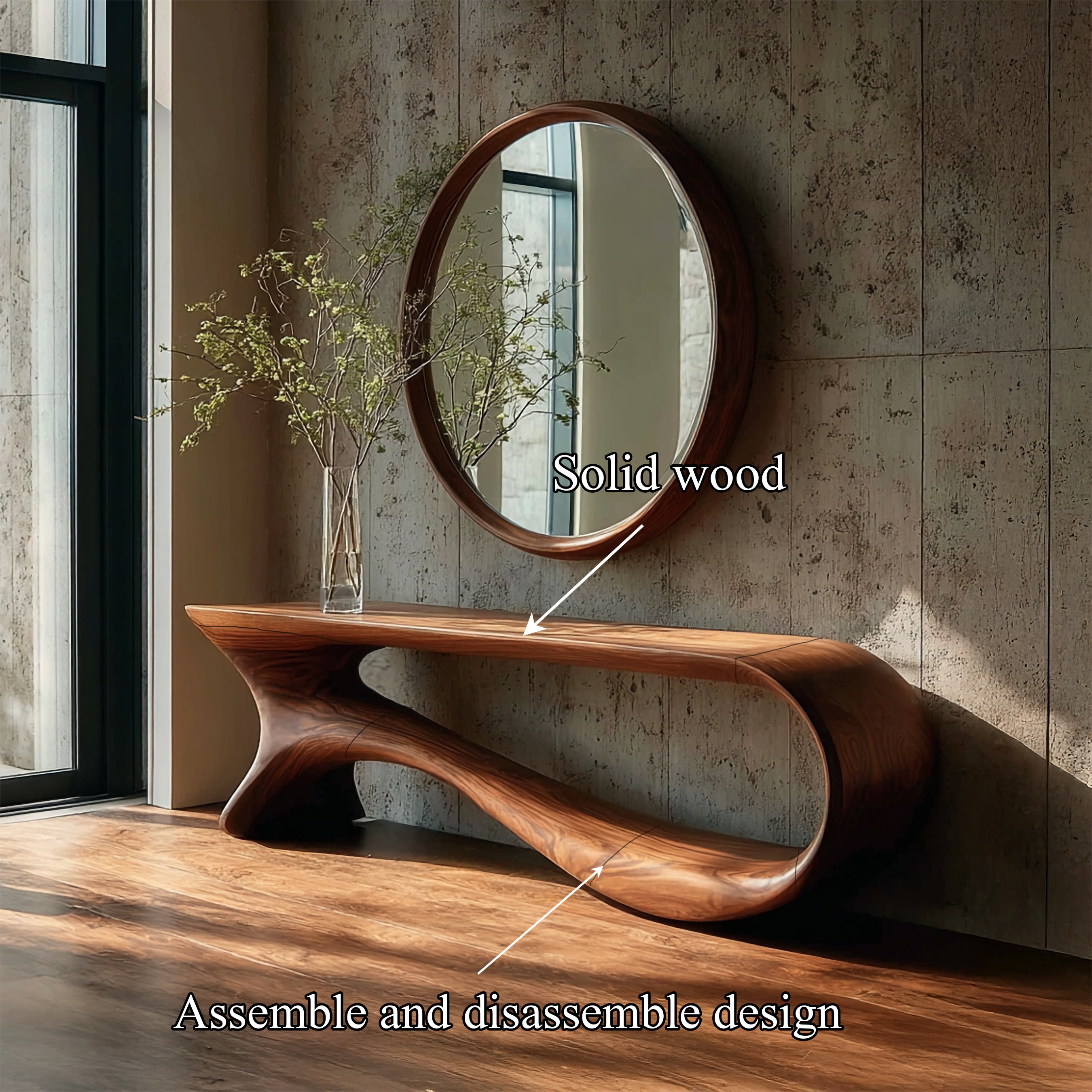 Mid Century Curved Console Table Modern Hallway Living SINLSACS095