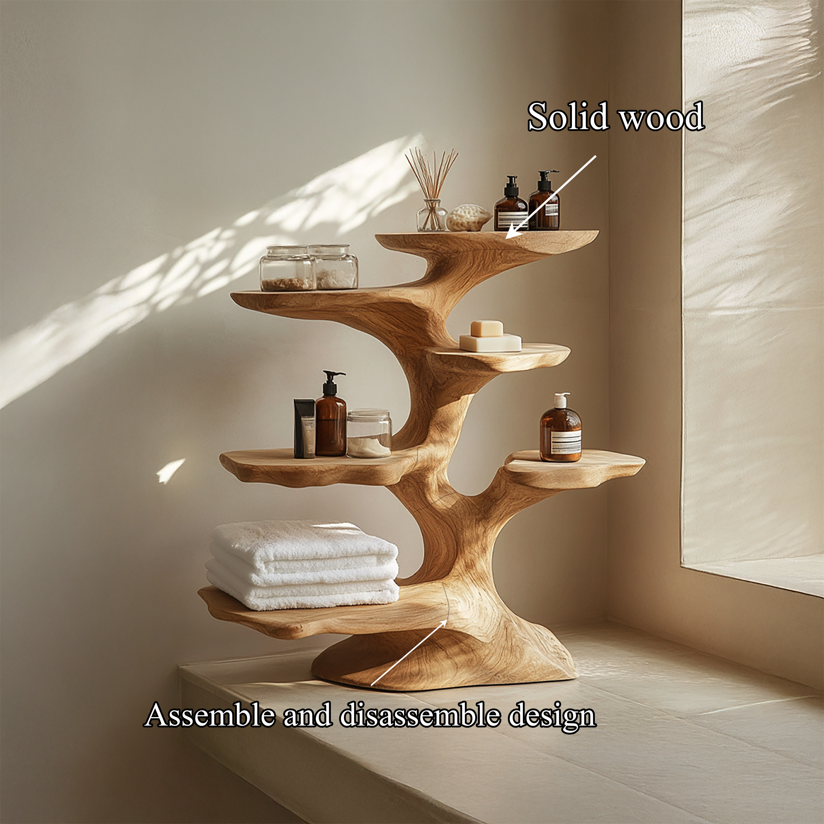 Organic Sculptural Tree Shelf For Bathroom Storage And Spa Style Interior SINLSABRD001