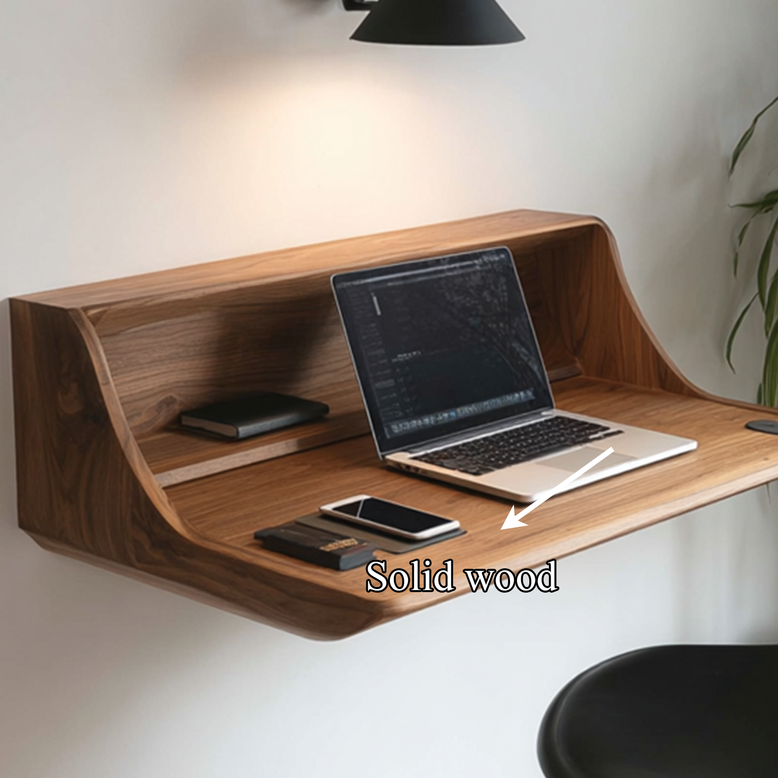 Wall Mounted Desk Solid Wood Live Edge Minimal Gift SINLSAFL072
