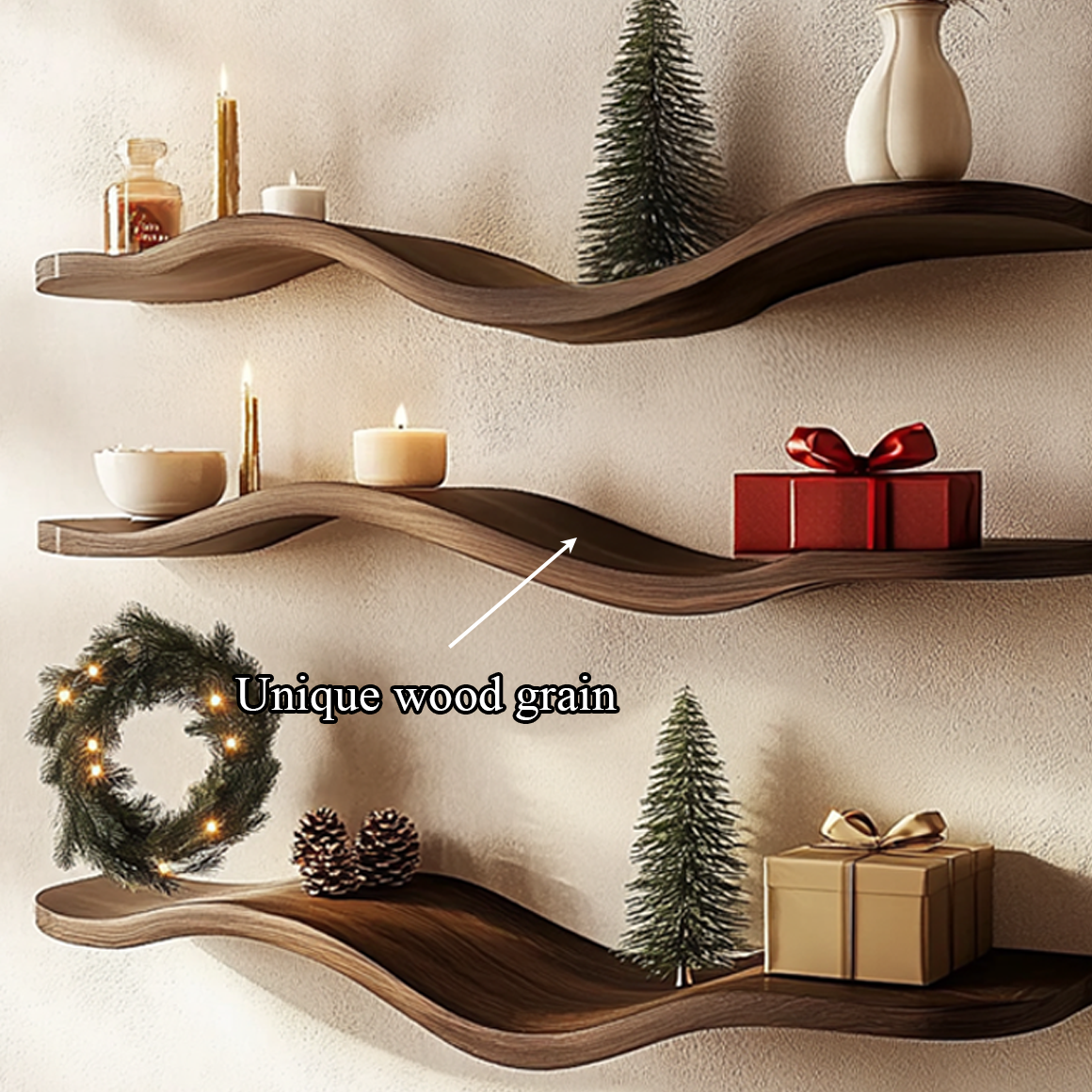 Mid Century Wave Shelf Holiday Decor Living Entryway SINLSAWV012