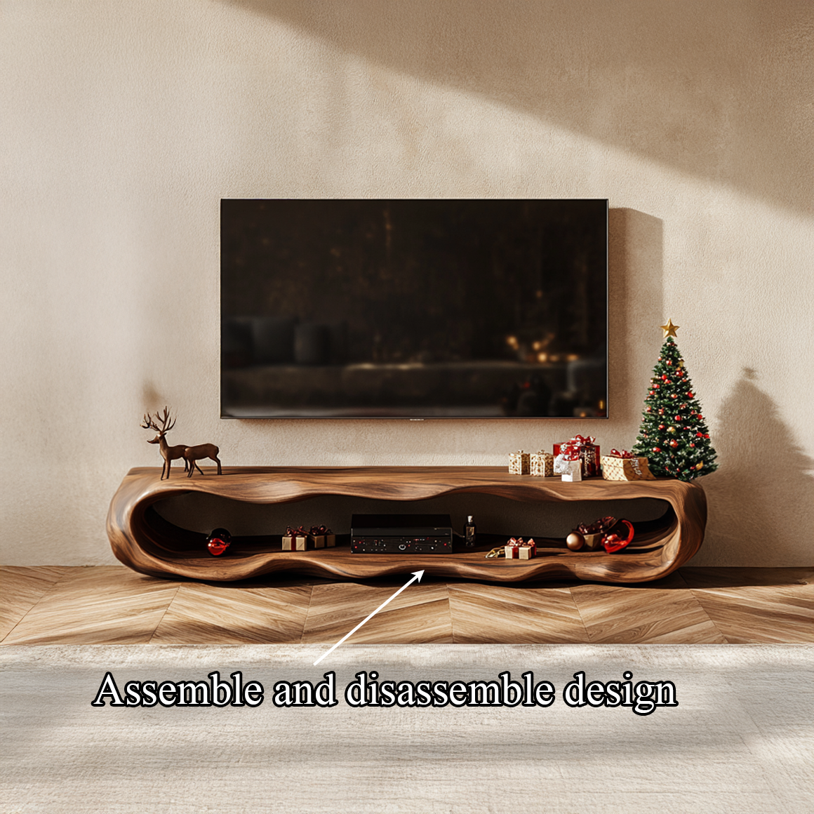 Rustic Christmas TV Stand Cabinet Living Room Decor SINLSASC218