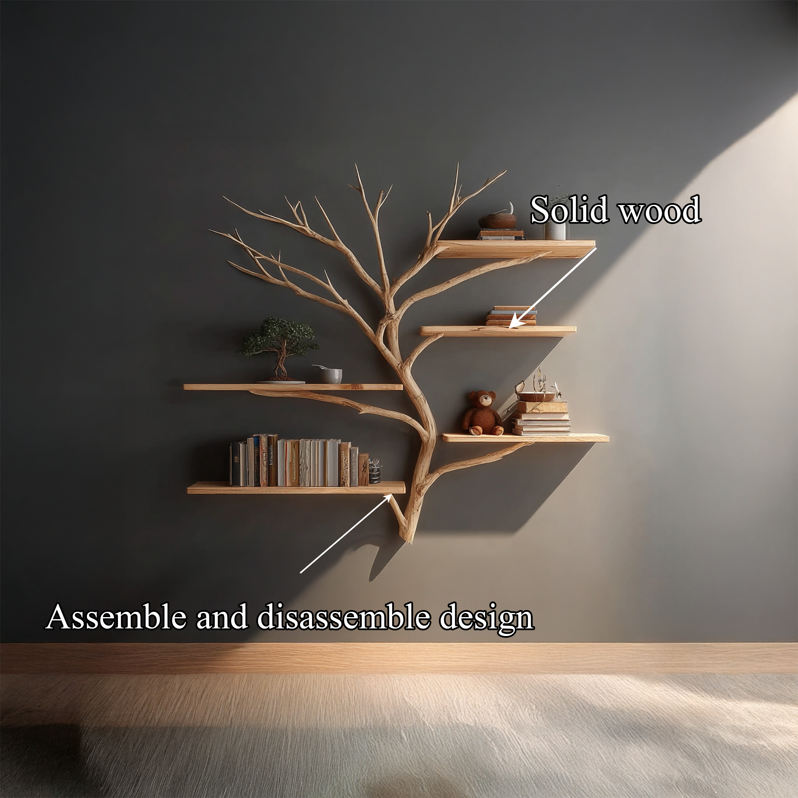 Midcentury Tree Bookshelf Study Room SINLSATBS031