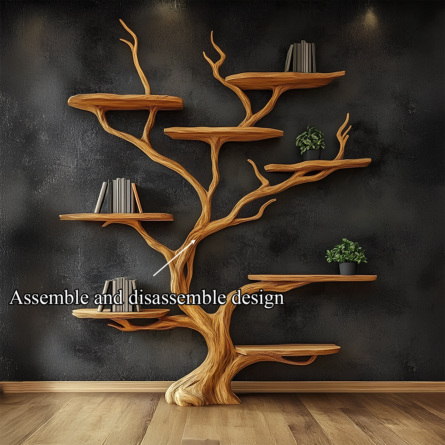 Wall Mounted Tree Shelf Natural Wood Unique Gift SINLSATB197