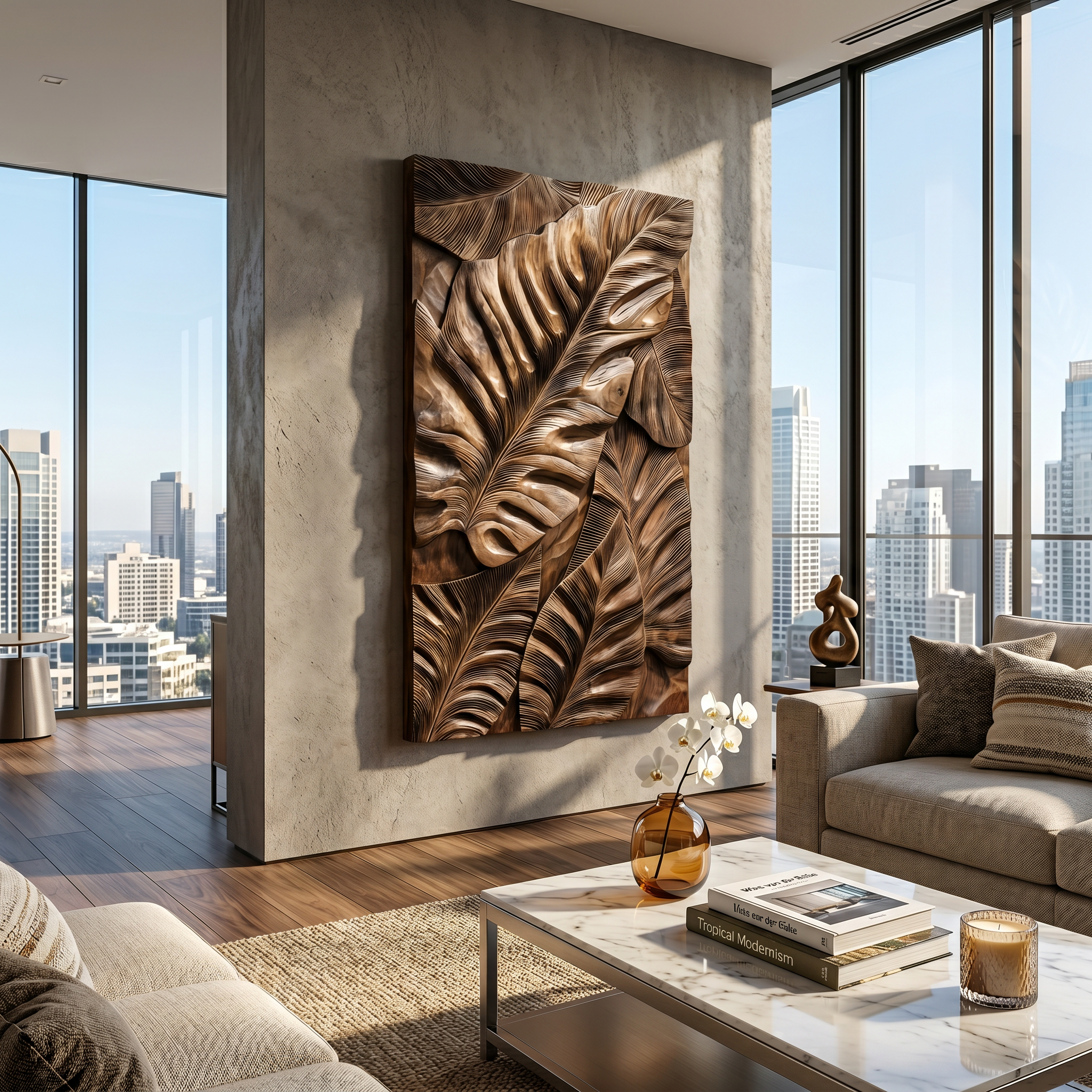Industrial Wall Art With Leaf Relief Design For Entryway SILDTTRWA141