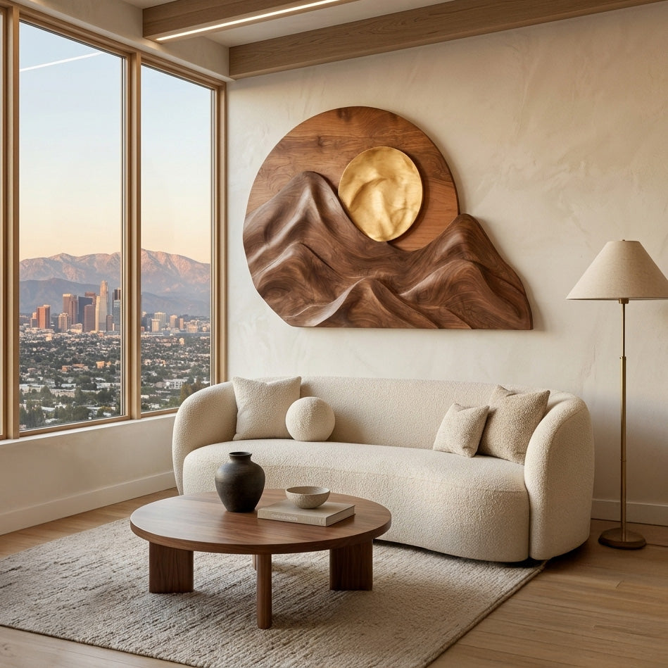 Handcrafted Mountain Sun Wood Wall Art For Living Room RTTHHNWA202