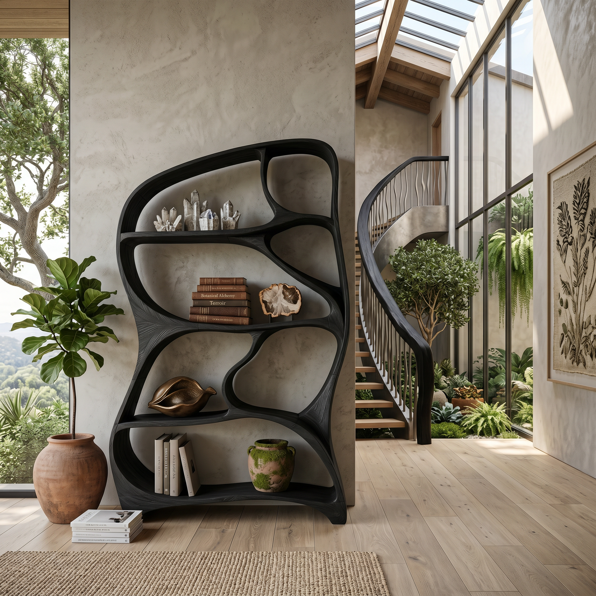 Organic Wall Bookcase For Contemporary Living Room SILDTTNBS051