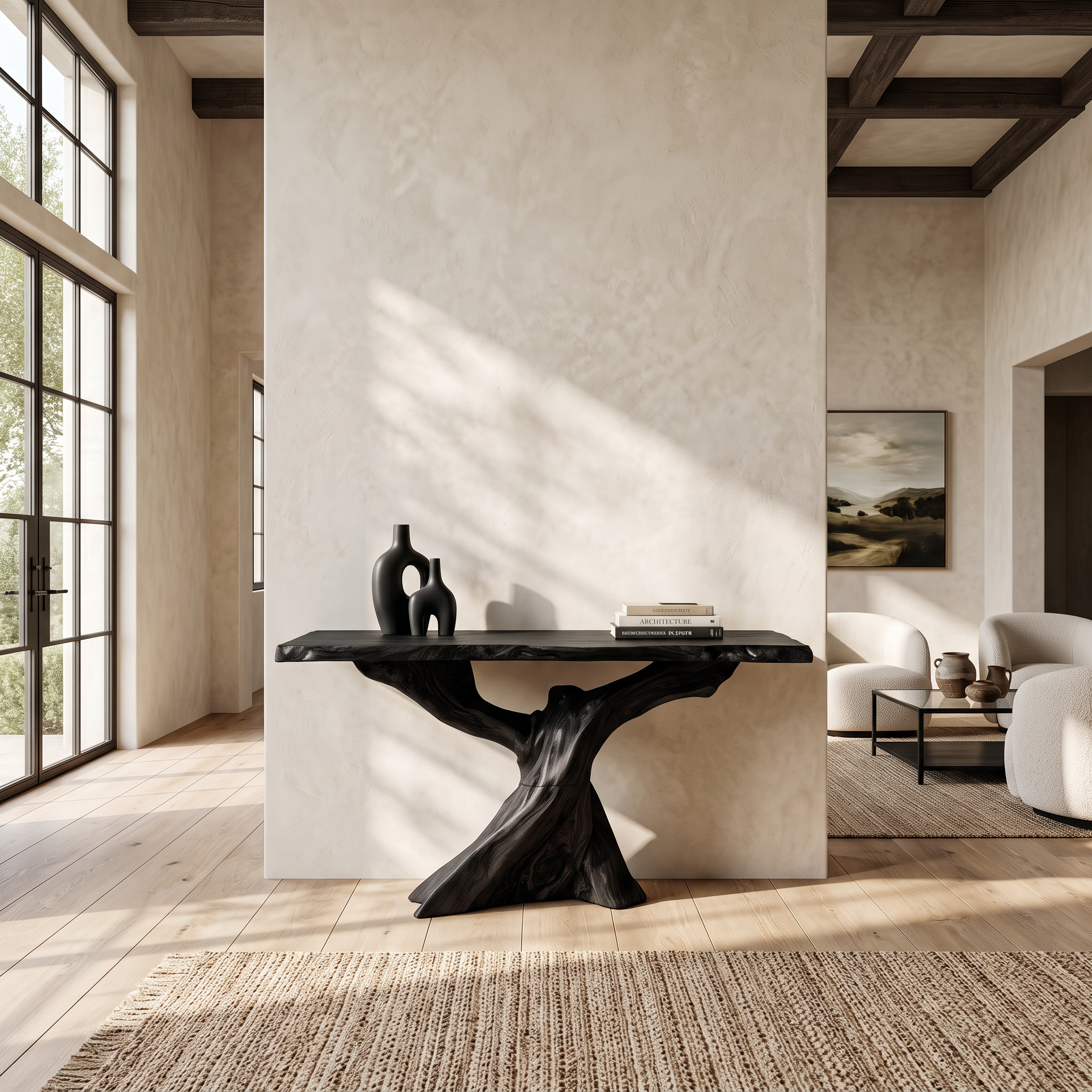 Modern Live Edge Console Table Organic Wood Furniture For Living Room SILDTTNCS074