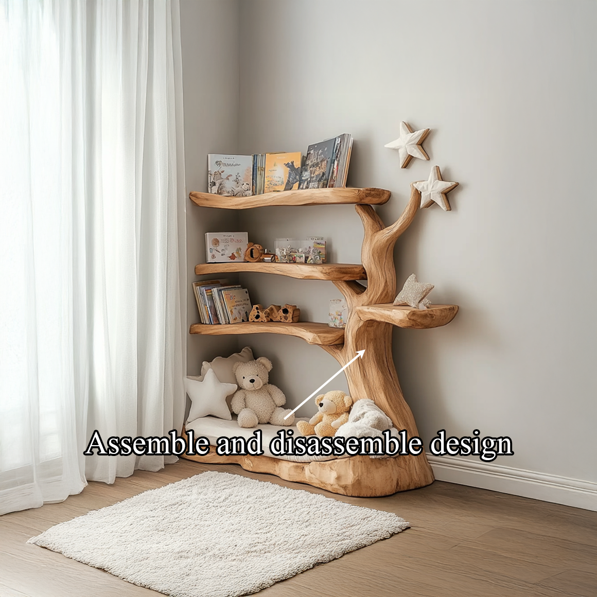 Rustic Tree Bookshelf Nursery Cozy Reading Corner SINLSATB319