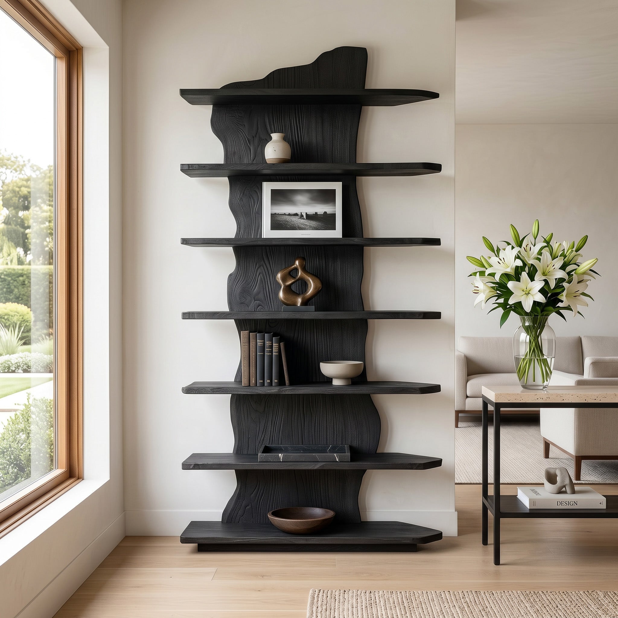 Organic Natural Wooden Standing Shelf For Reading Nook RTTHHNSS020