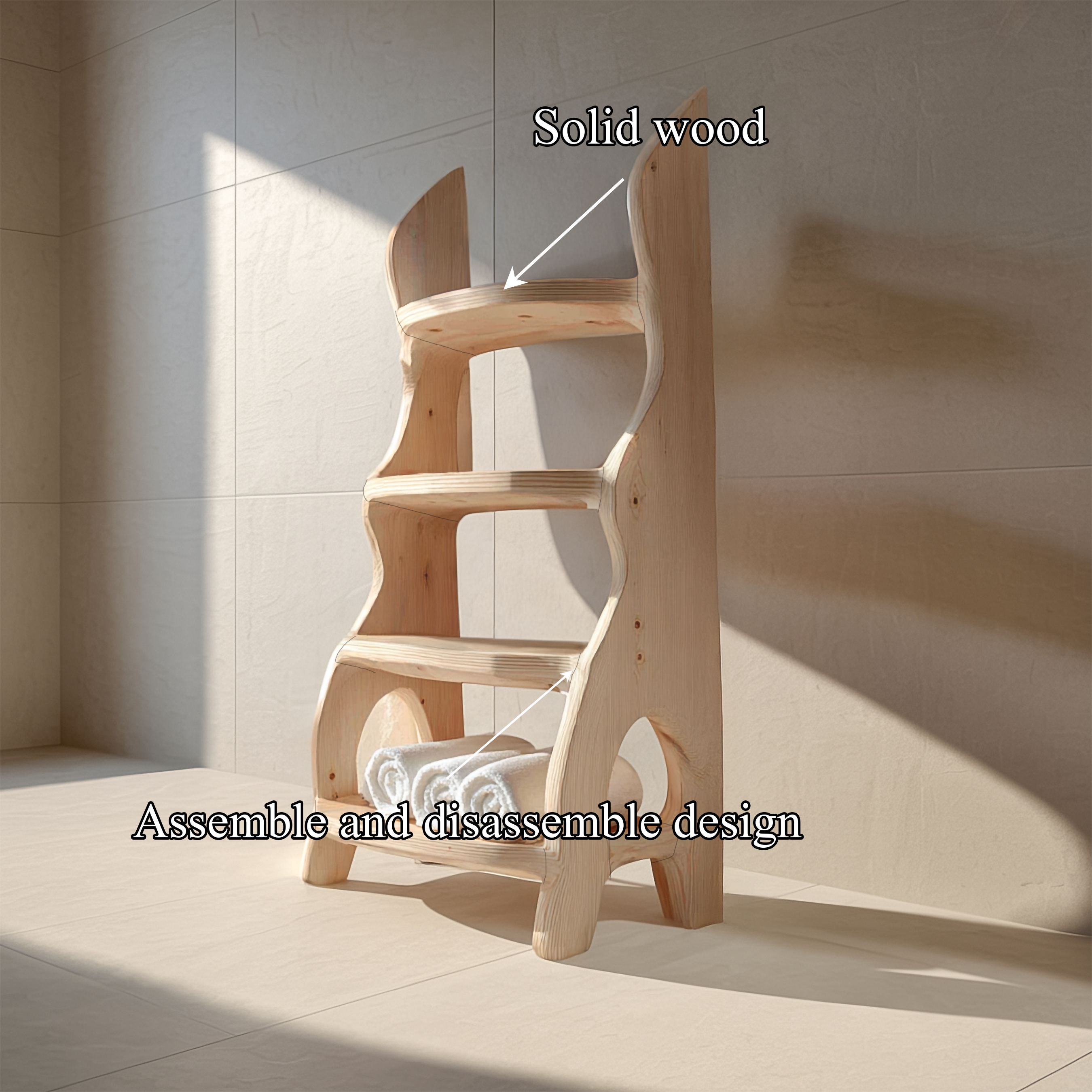 Rustic Sculptural Bathroom Shelf Bathroom Interior Storage Stand SINLSASC328