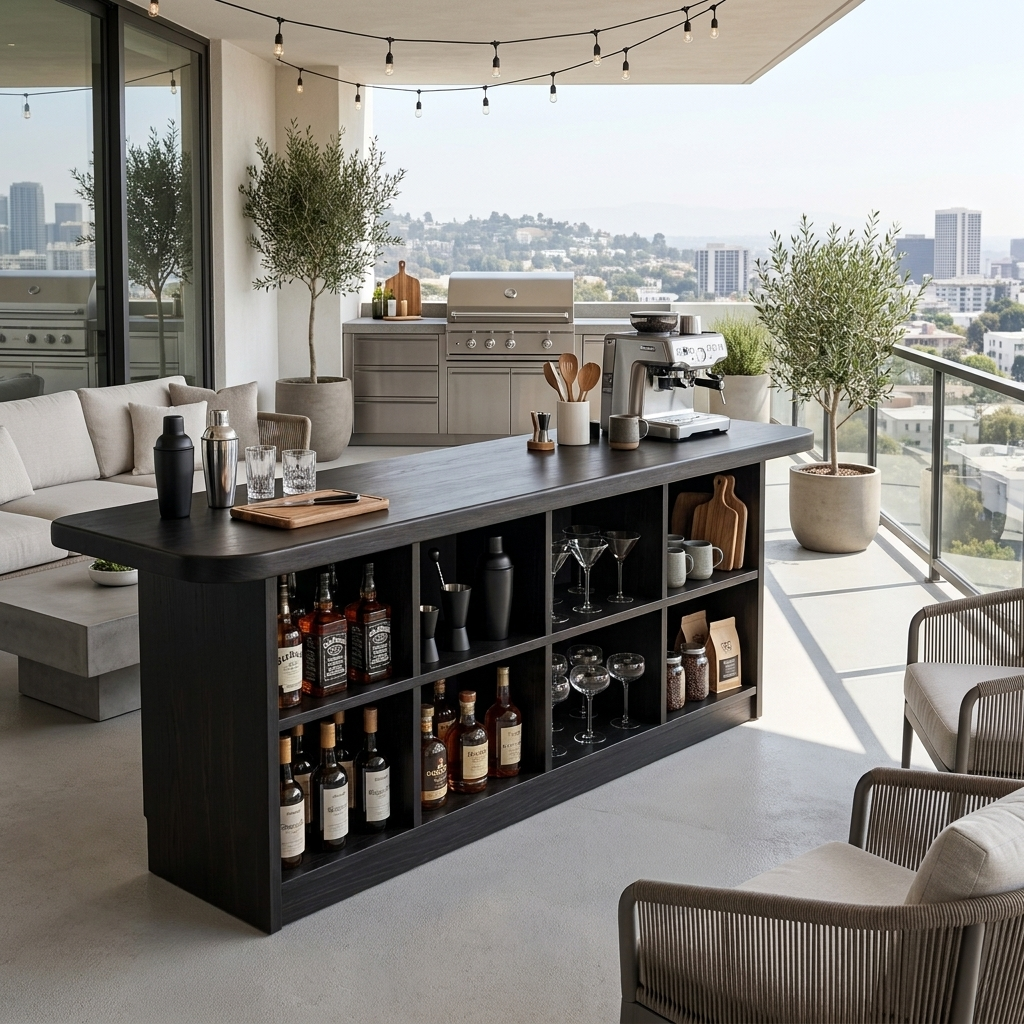 Wooden Bar Table With Storage For Compact Kitchen Or Coffee Bar SITHTTBTA005