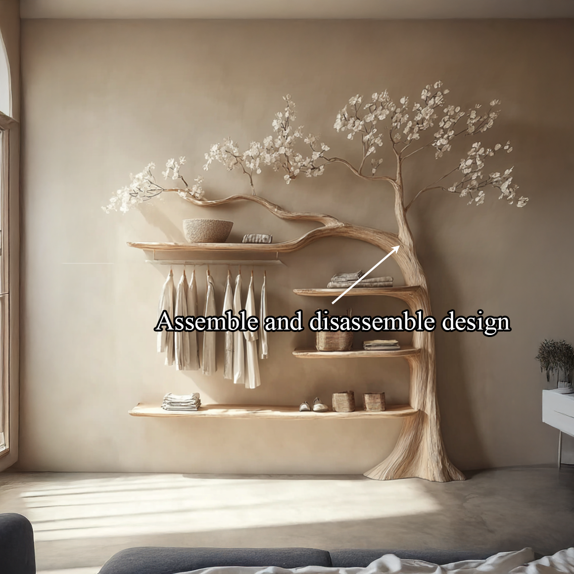 Rustic Tree Coat Rack Bedroom Closet SINLSATB284