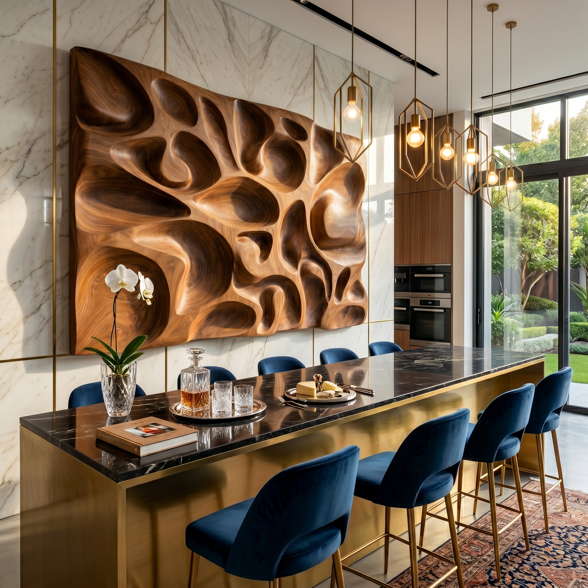 Organic Contemporary Wood Wall Art Modern Concrete Hallway Interior SILDTTRWA124