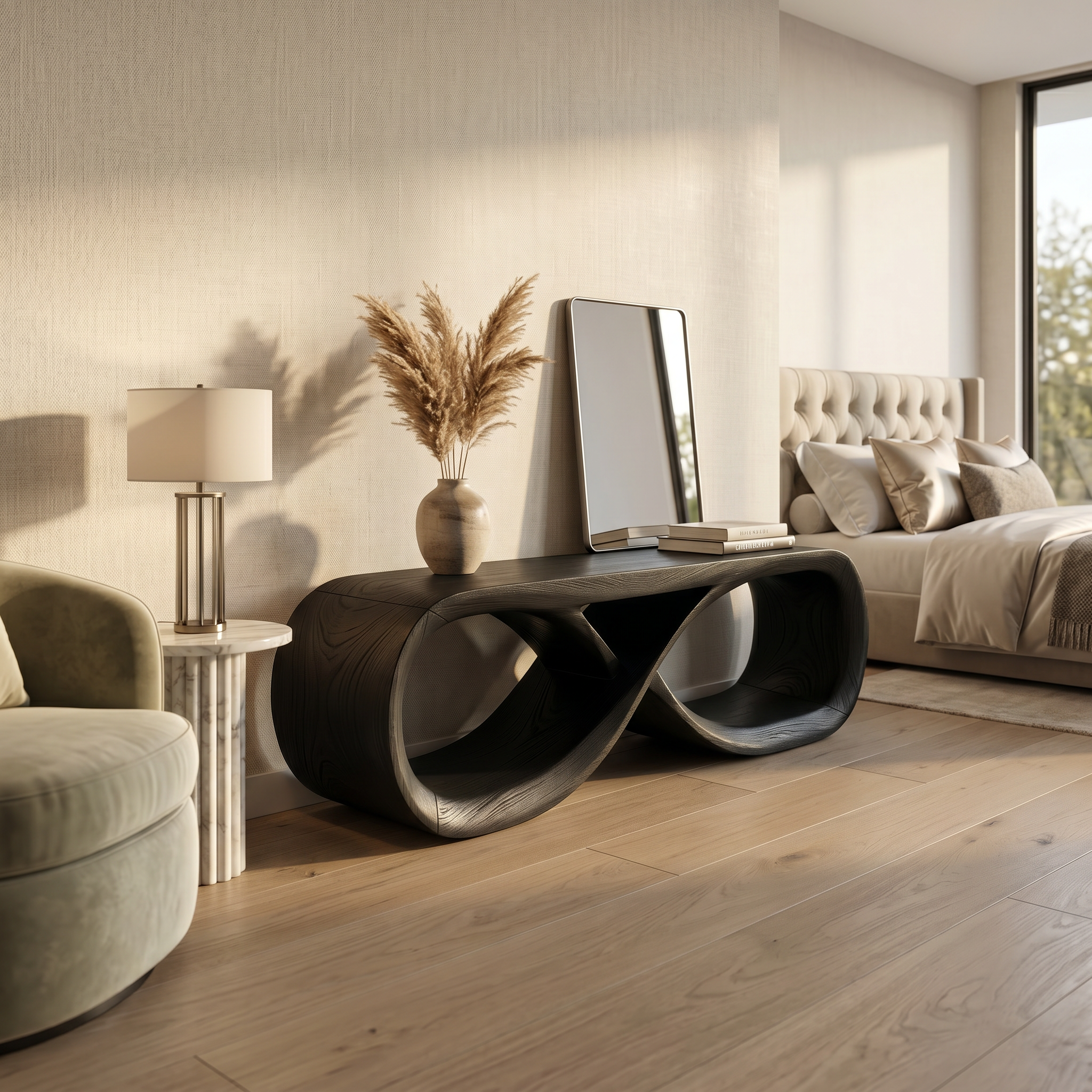 Curved Wooden Bench Contemporary Residence SILDTTRBEN063
