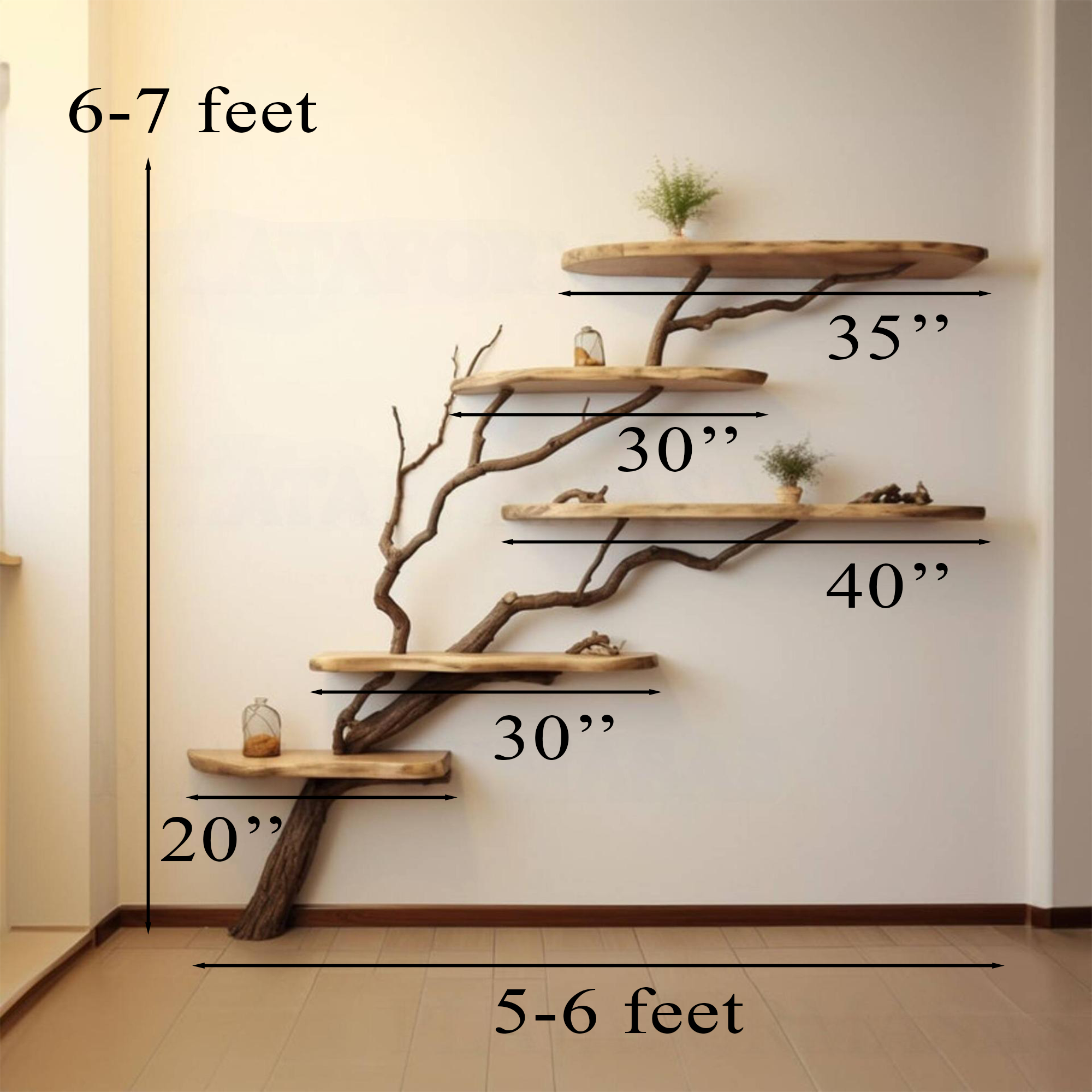 Tree Branch Wall Mounted Wild Mulberry Wood Custom For Cozy Living Room SINLTB008