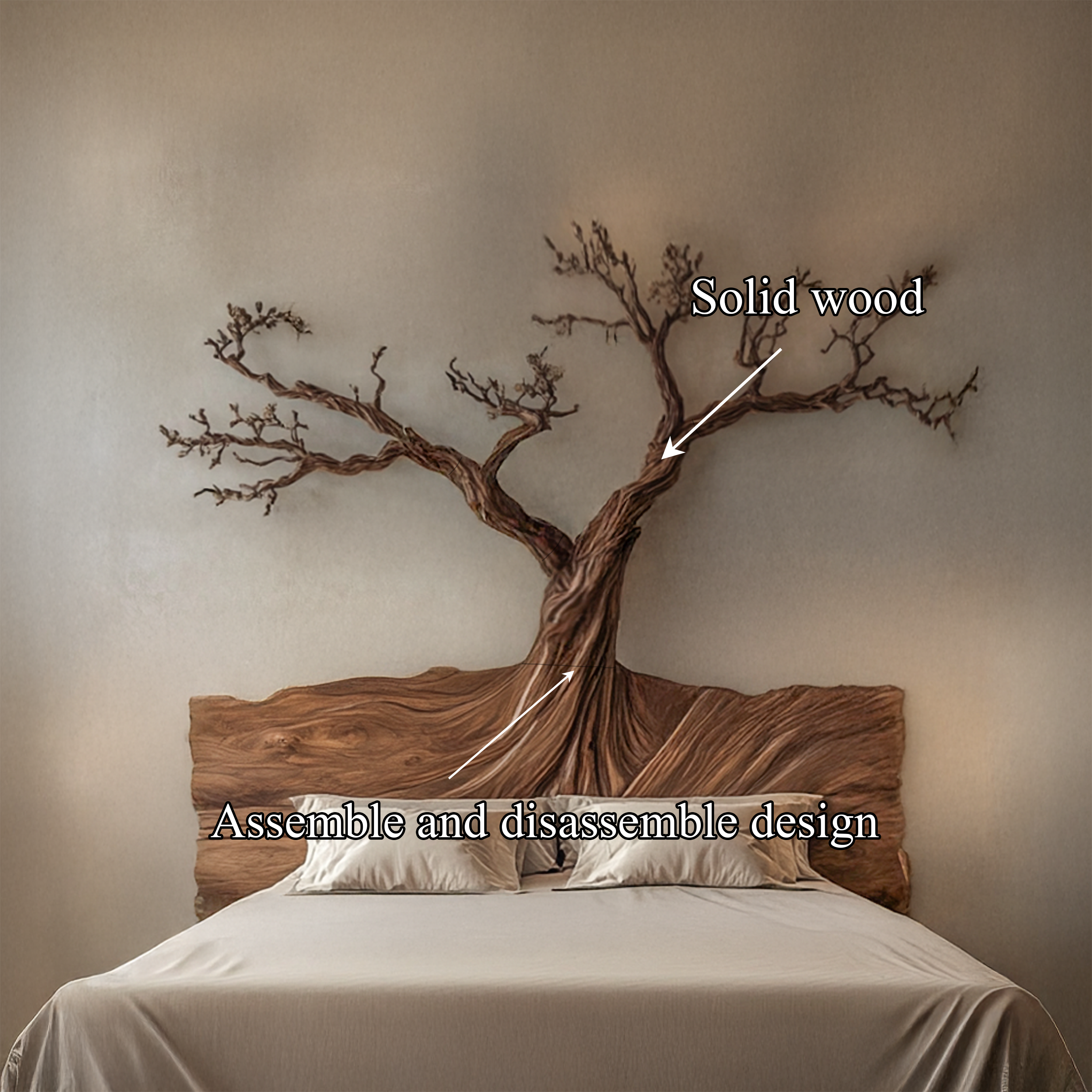 Rustic Sculptural Tree Inspired Wall Art For Bedroom And Interior Space SINLSADH016
