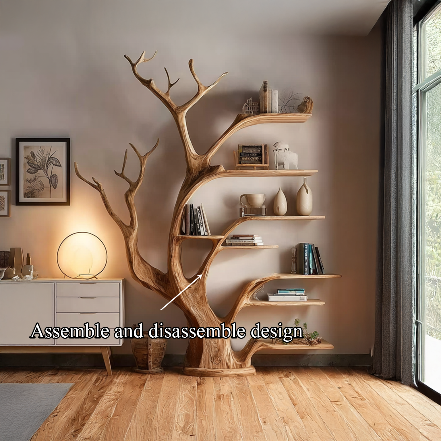 Rustic Tree Bookshelf Living Bedroom SINLSATB209