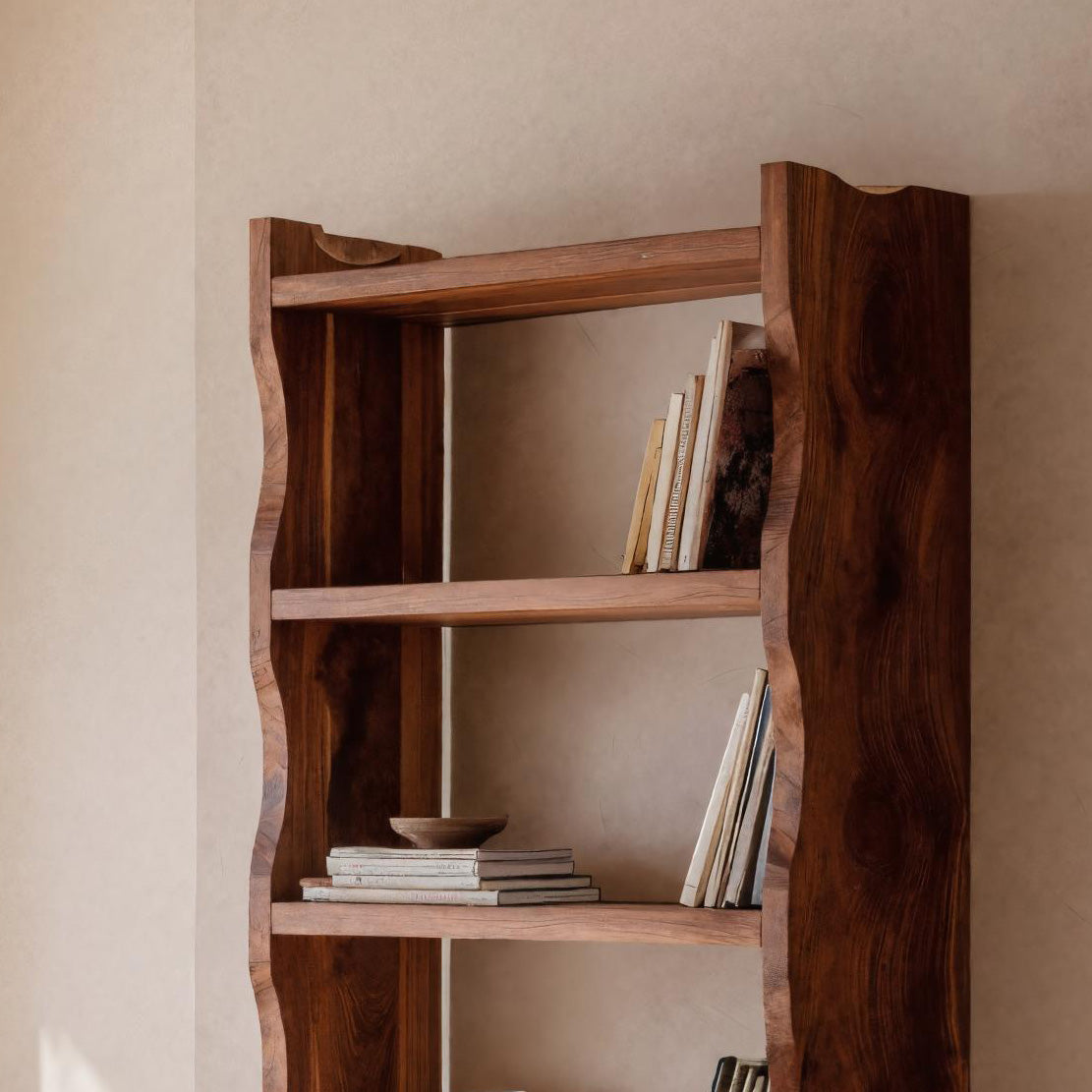 Modern Vertical Bookshelf With Natural Grain Design For Living RTTHHNBS082