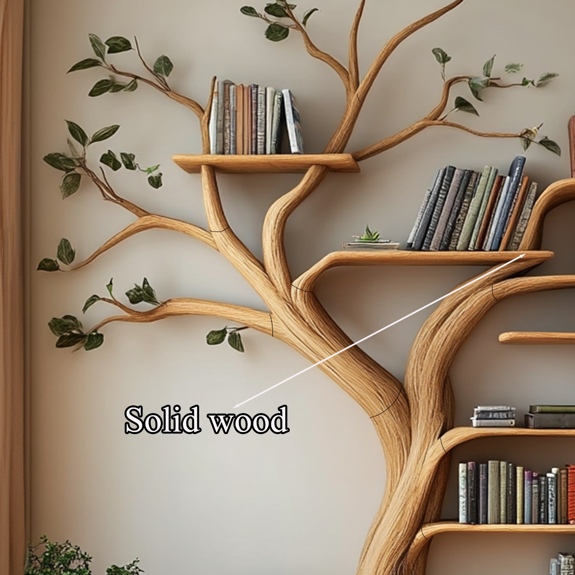 Wall Shelf Wood Bookcase Branch Tree Shelf Decor Home SINLTB123